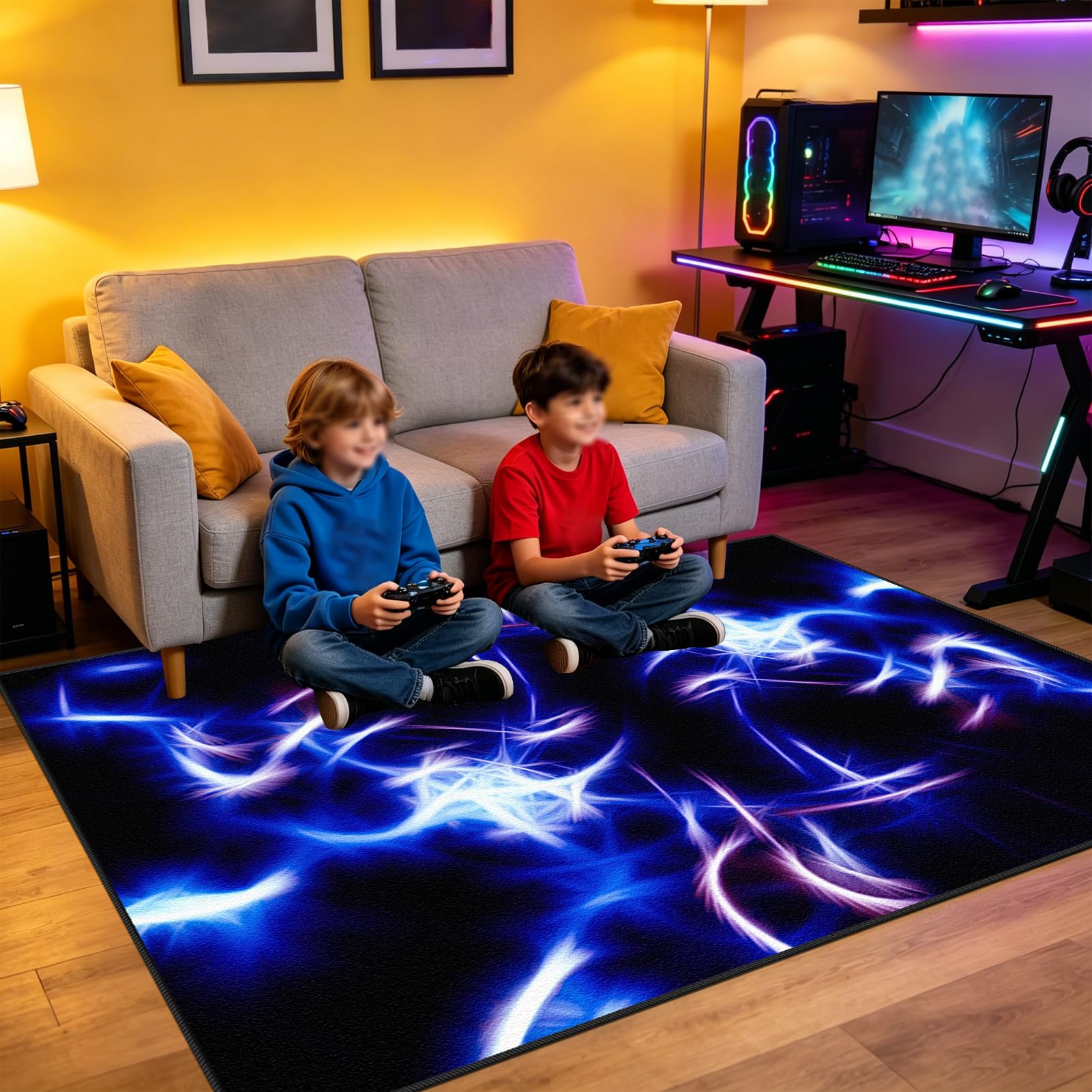 Dywan do pokoju dziecięcego do zabawy dla chłopców zmywalny duży antypoślizgowy dywan do sypialni 170 x 200 cm, dywan do salonu dla graczy dywan pokój chłopiec