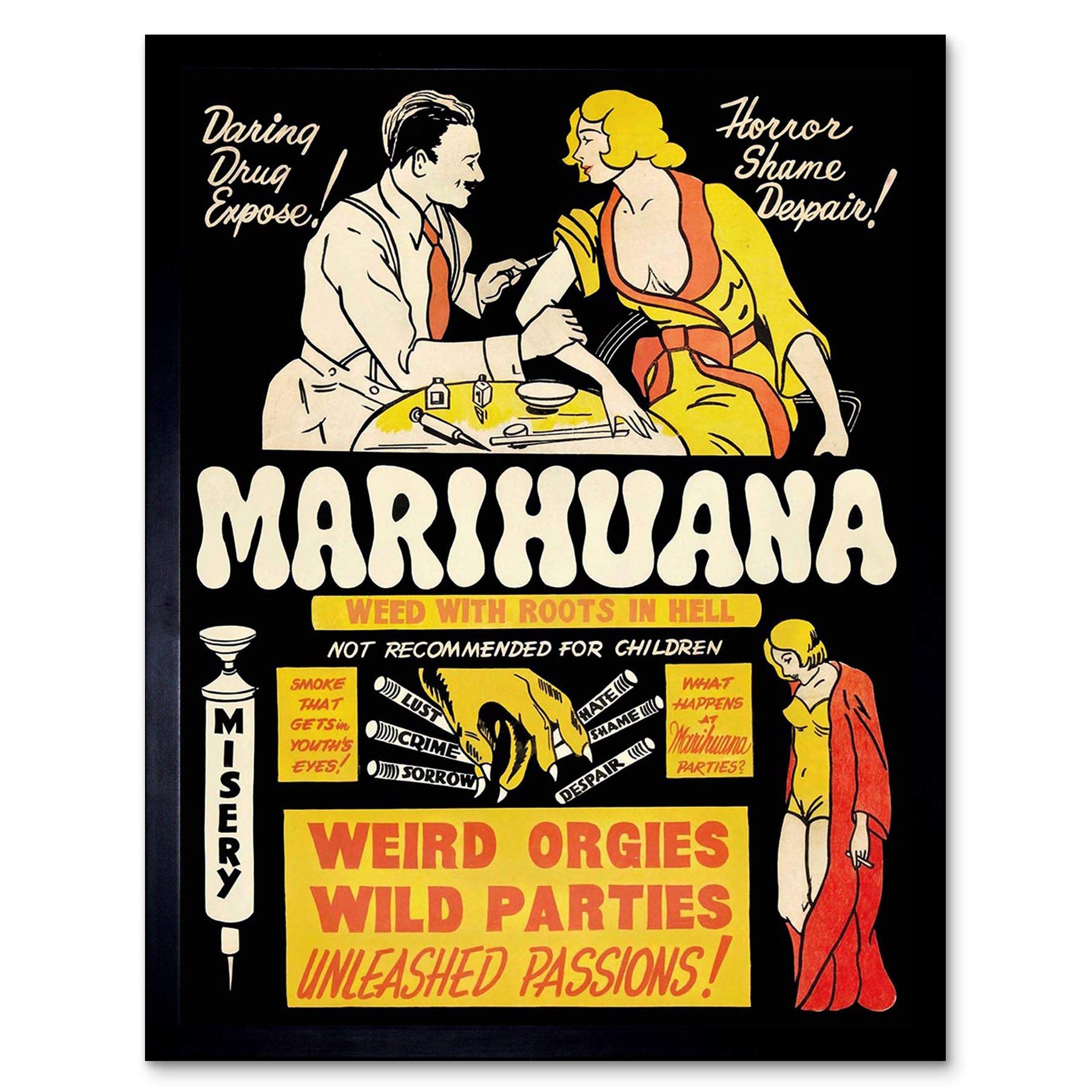 Wee Blue Coo Political Drug Abuse Marijuana Weed Weird Art Print Framed Poster Wall Decor 12X16 Inch