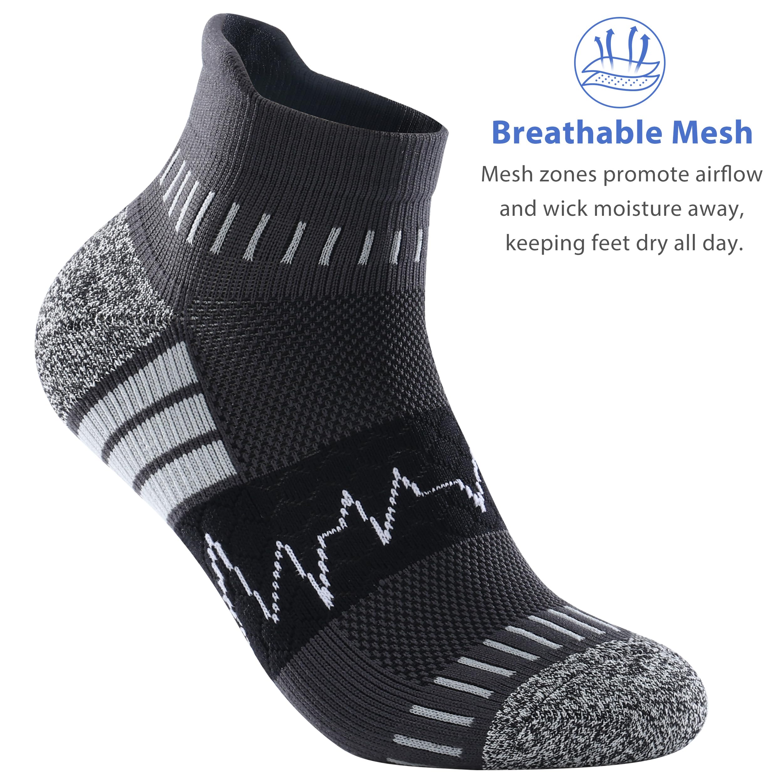 IRAMY Calcetines de compresión para tobillo hombre y mujer, para correr, con soporte del arco del pie y amortiguación, alivio de la fascitis plantar, 3/5 pares