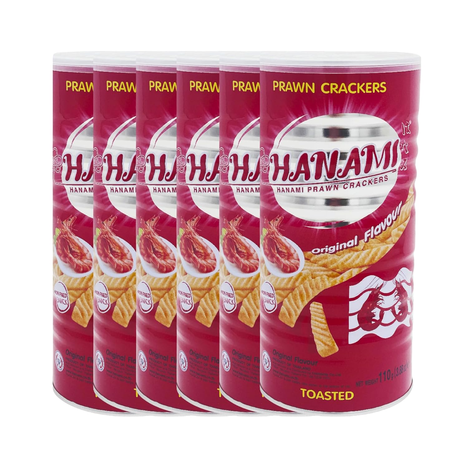 Original Flavo Prawn Crackers r, Authentic Thai Snack, Crispy & Savory Shrimp Cracker Treat | No Artificial Colors or Preservatives (110g x 6)