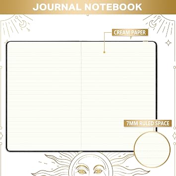 Artfan Ruled Notebook/Journal - A5 Notebook, 144 Pages, Lined (5.8 x 8.4), Faux Leather Cover with Pocket, Banded, Large, Black