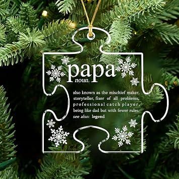 Papa Christmas Ornament 2025 Puzzle Piece Acrylic Ornament with Definition for Papa, Funny Papa Gifts for Christmas, Papa Gift Idea, Papa Xmas Tree Decor