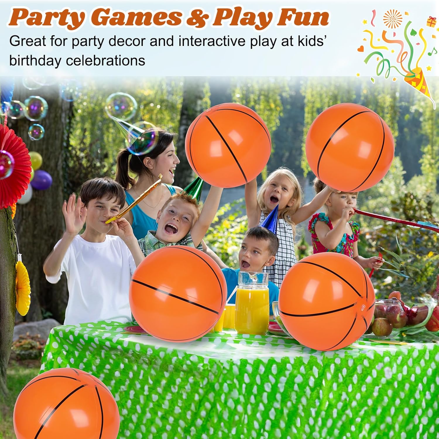 Mototo 40 Pack Inflatable Basketball Beach Balls 16 Inch Giant Blow up Basketball Inflatable Balls Bulk for Summer Swimming Pool Beach Game Goodie Bag Super Bowl Theme Sport Event Birthday Party Favor