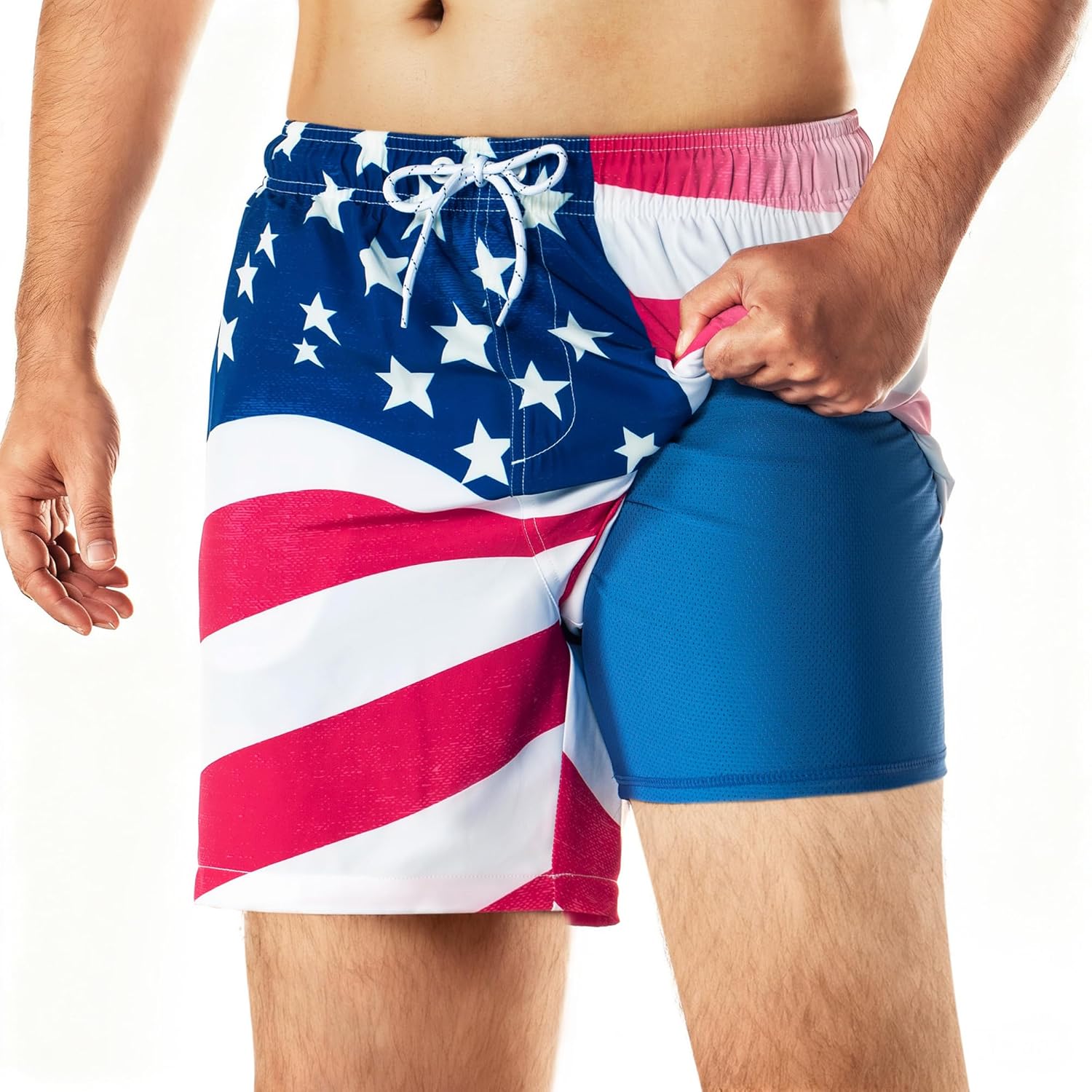BRISIRA Mens Swim Trunks 5 Inch Compression Liner Beach Swim Shorts Bathing Suit Quick Dry 4-Way Stretch Pockets