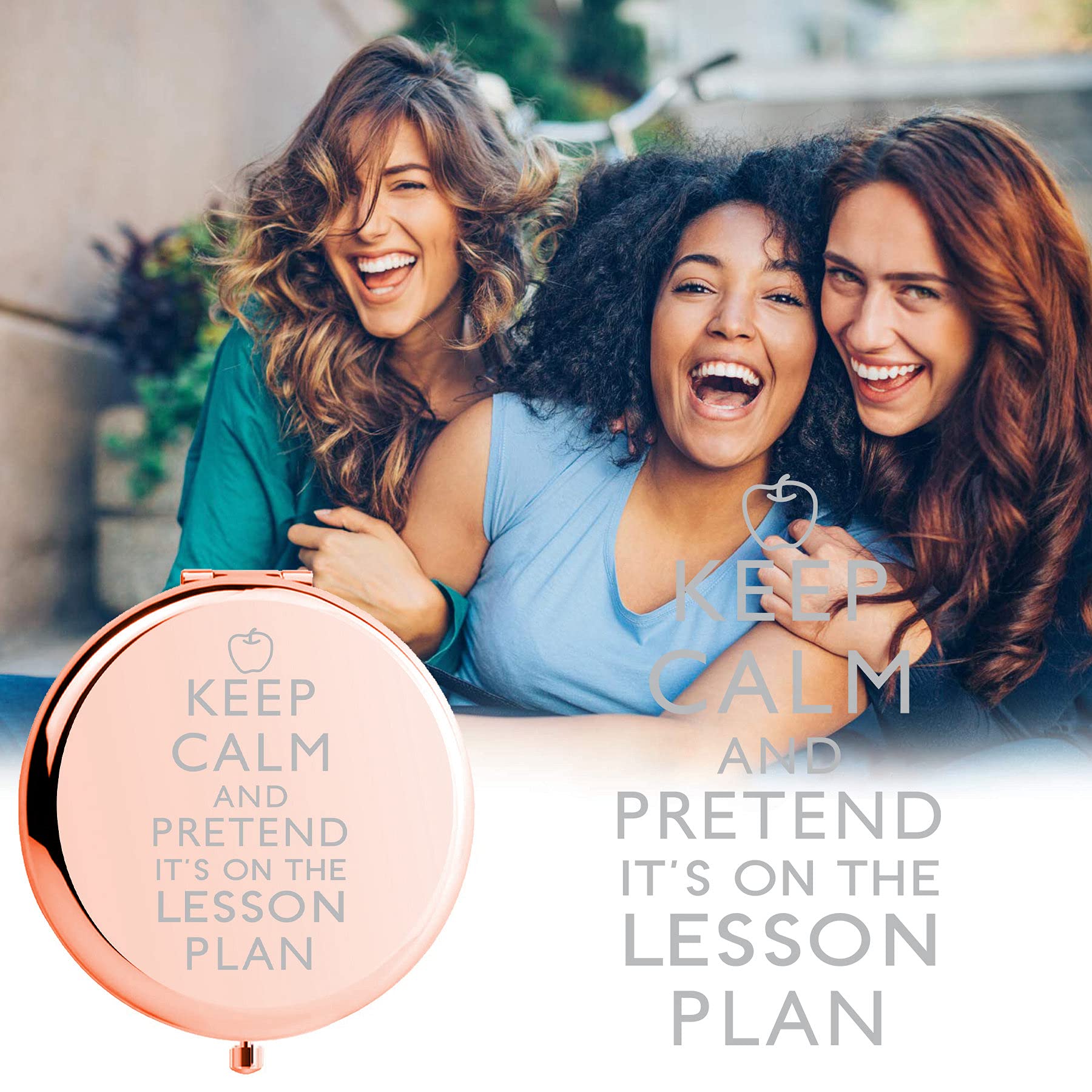 ILIKAKA Lehrer-Geschenk – Keep Calm Make-up-Spiegel Mit Gravur Für Erzieher & Pädagogen