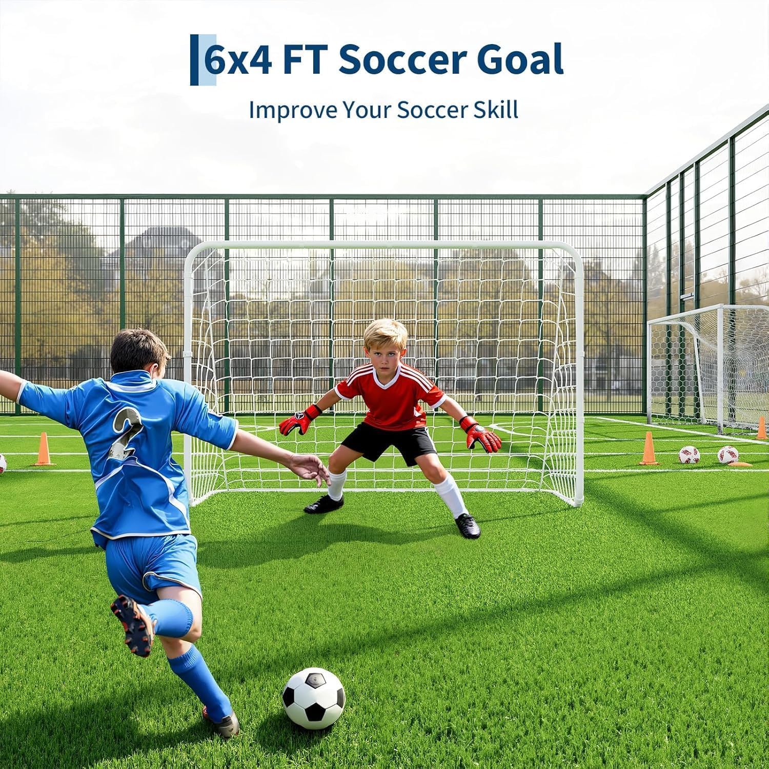 Portable Soccer Goal 6x4FT, Backyard Soccer Net and Frame, Foldable Pop Up Soccer Nets Training Equipment Suitable for Kids and Adults, Practice Training Goals, w/Carry Bag, Easy Setup