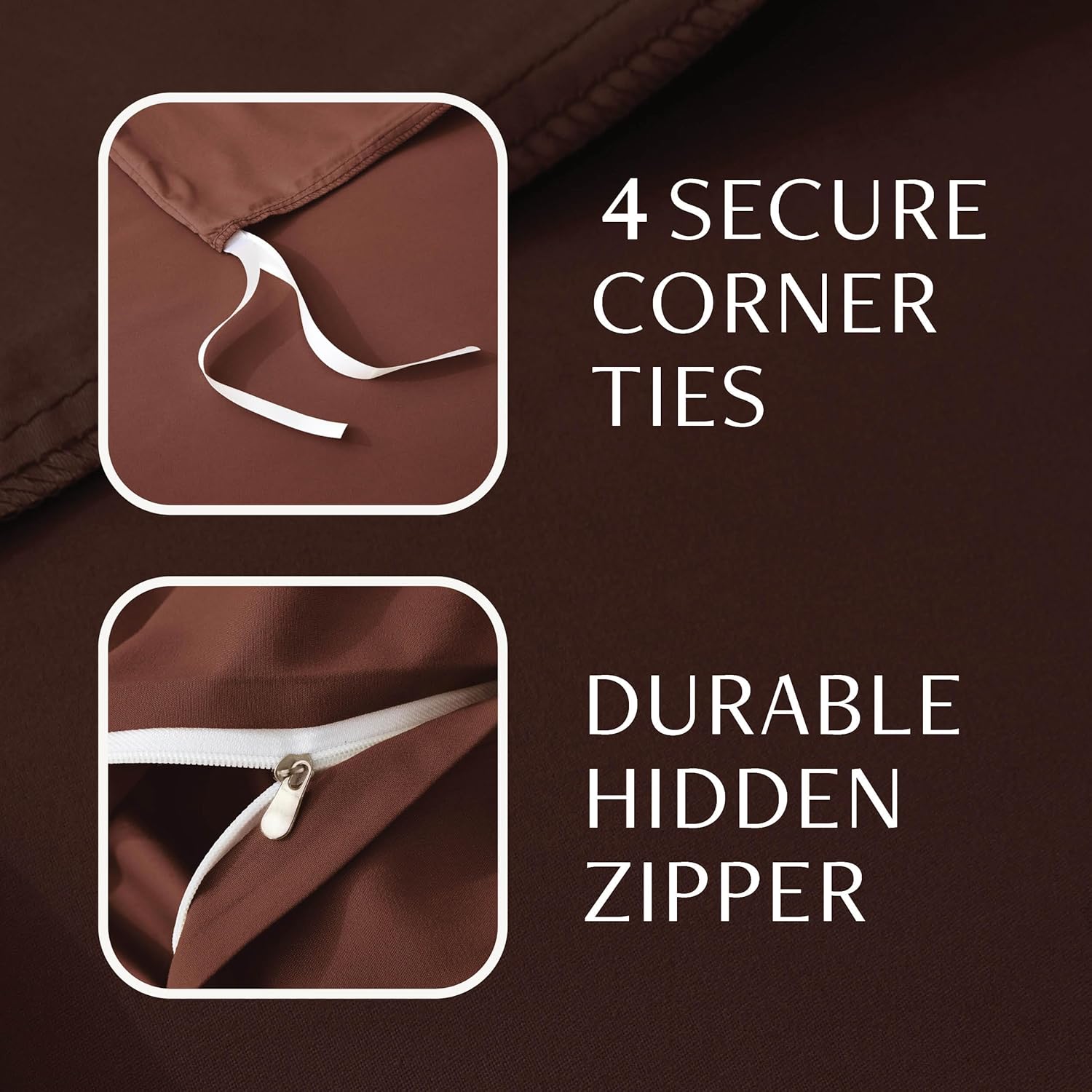 Twin Size Duvet Cover - 2 Piece Bedding Set (1 Duvet Cover & 1 Pillow Sham) Soft Double Brushed Comforter Cover w/Zipper Closure & Corner Ties - No Comforter (90" X 68", Rust Burgundy)