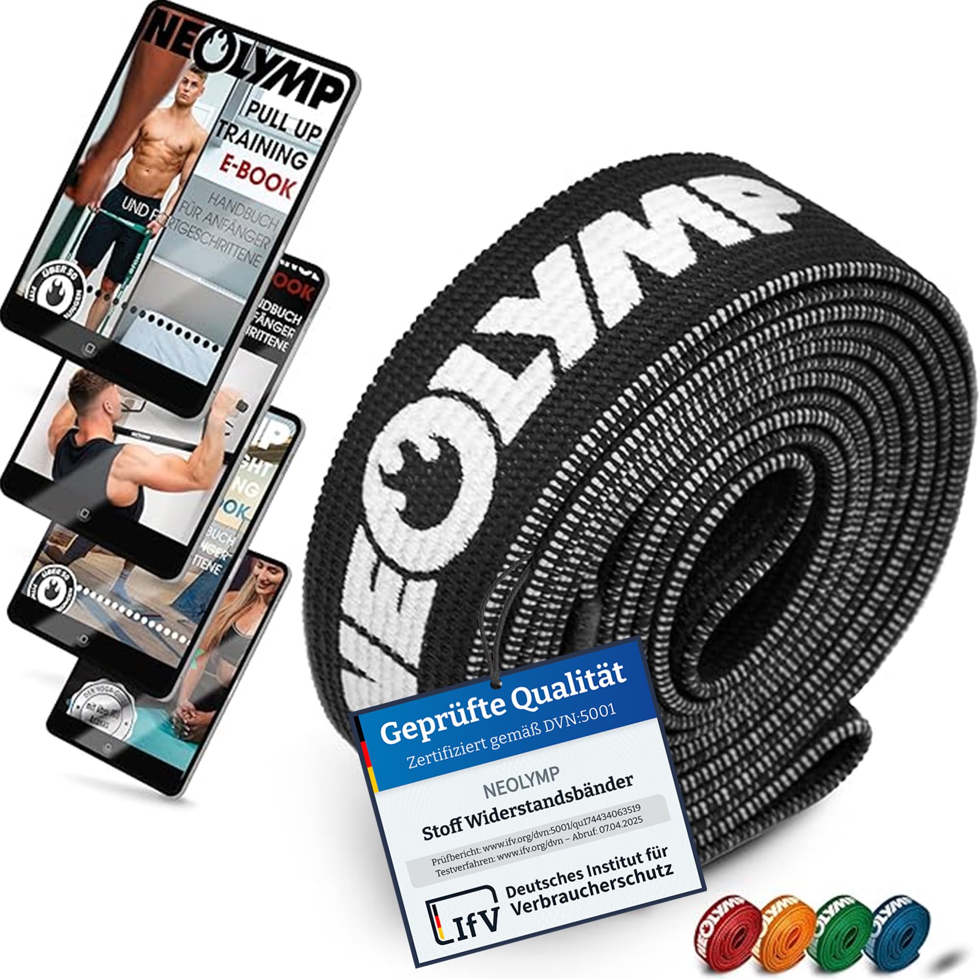 NEOLYMP Fitnessbänder, Resistance Bands & Widerstandsbänder – Krafttraining, Muskelaufbau, Gymnastikband Set, Trainingsbänder waschbar, Fitness Zubehör für Home Gym & Ganzkörpertraining mit E-Book