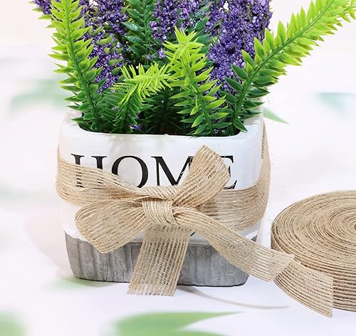 Vista 18 de Shapenty Cinta de tela de arpillera natural para bodas, fiestas, decoración del hogar, manualidades, adornos de Navidad, lazos para envolver