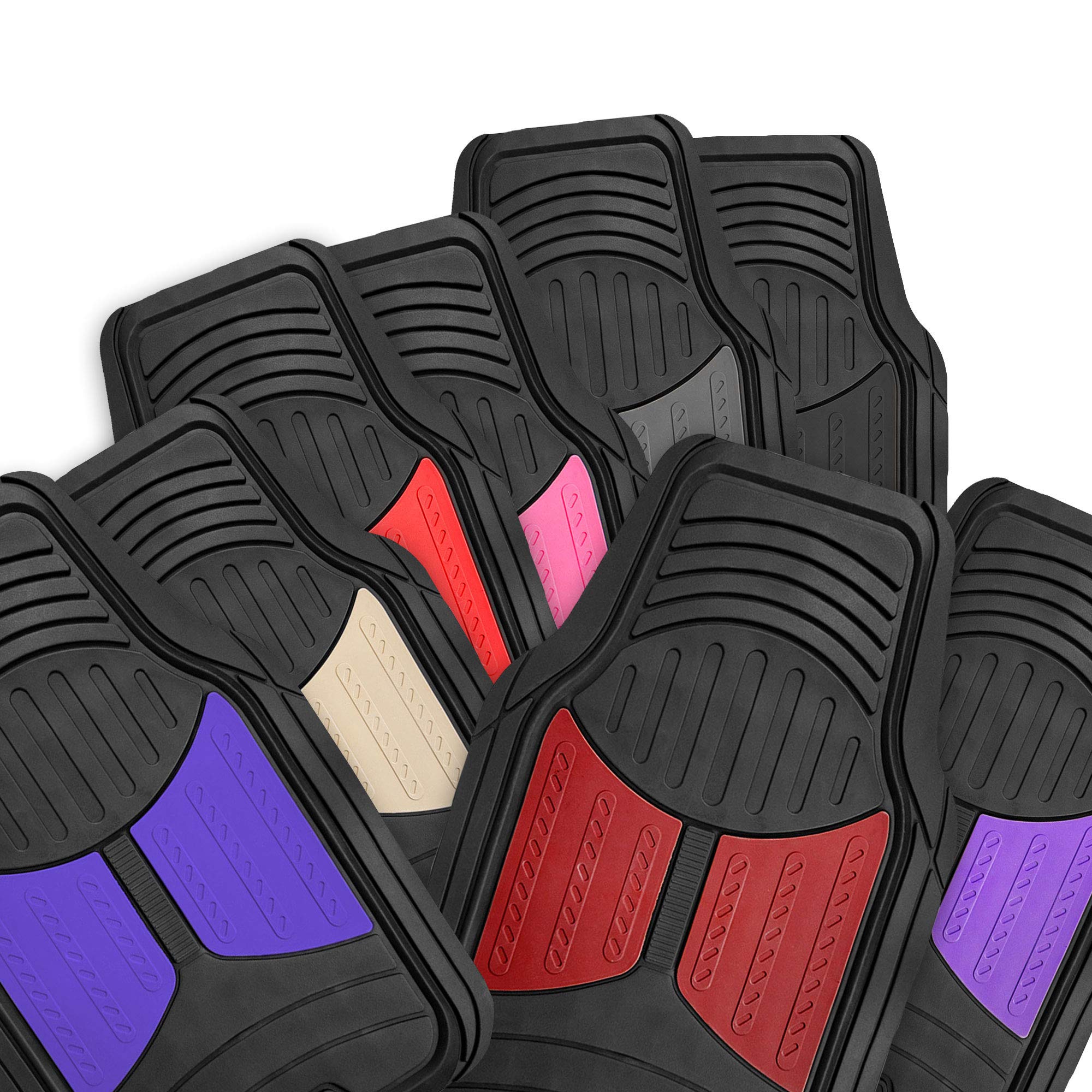FH Group Car Floor Mats - Paw Print Design, Heavy Duty Rubber, Universal Fit, Trimmable, Waterproof (Black)