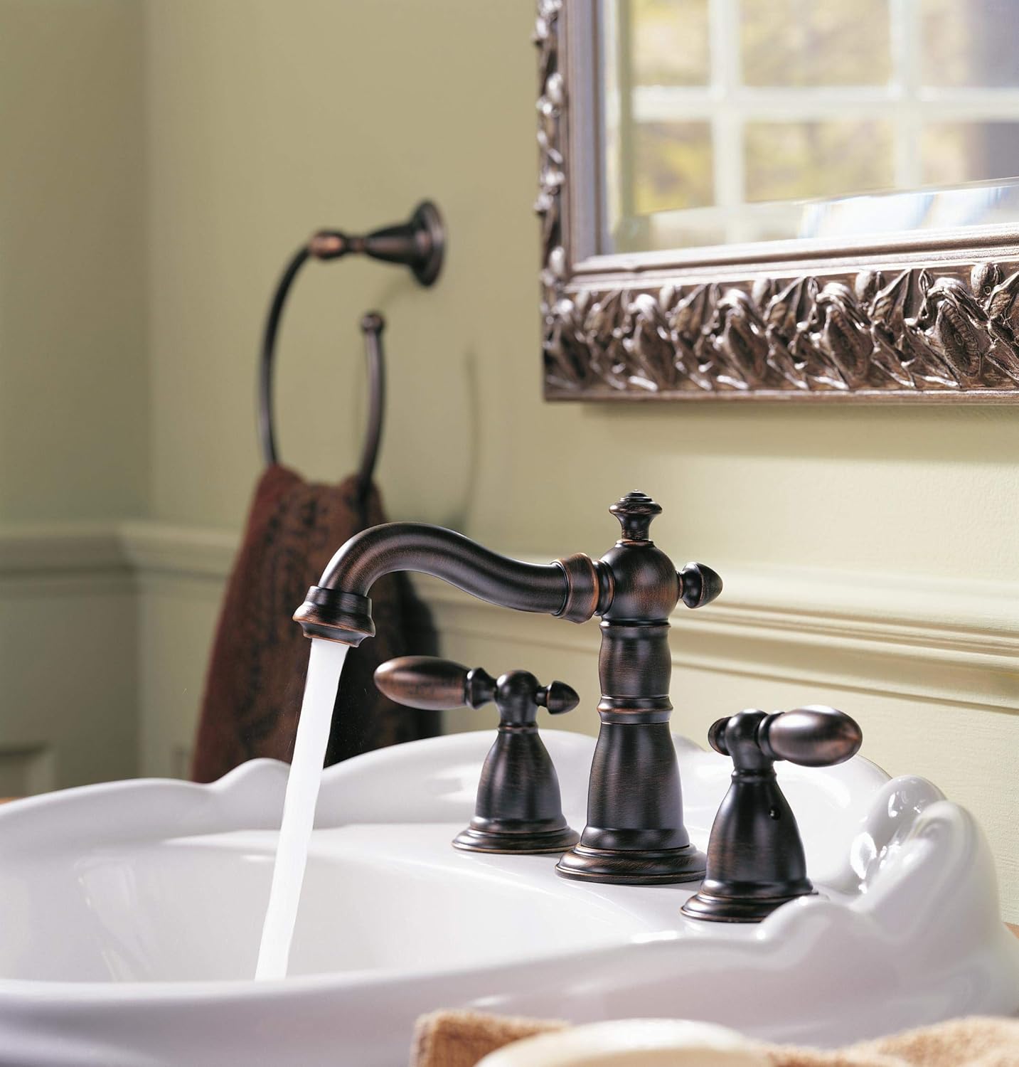 TOP оƒƒERS Delta Faucet Victorian Widespread Bathroom Faucet 3 Hole, Bronze Bathroom Faucet, Diamond Seal Technology, Metal Drain Assembly, Venetian Bronze 3555-RBMPU-DST