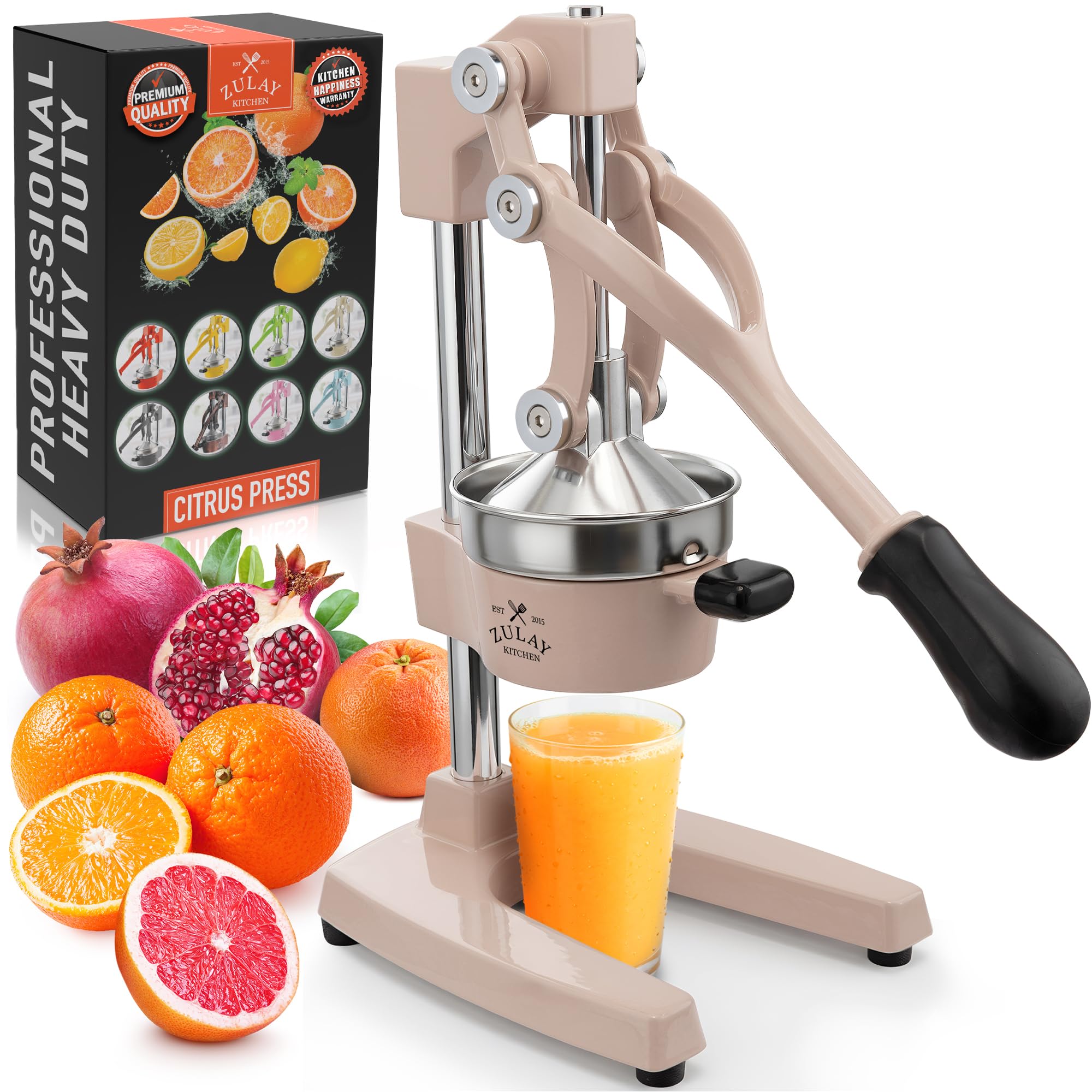 Zulay Kitchen Cast Iron Juicer, Orange Manual Juicer, Citrus Press, Clay