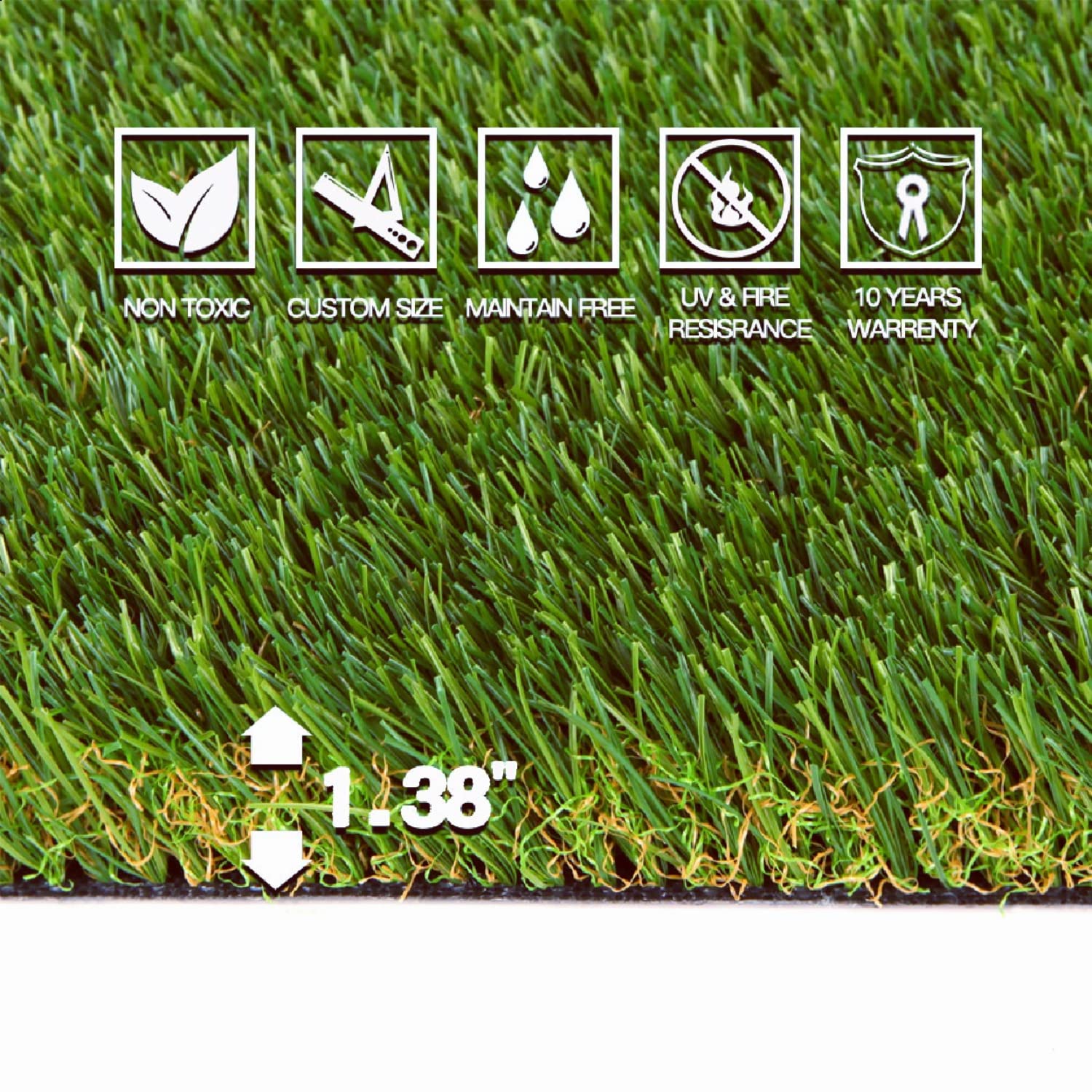 Buy GRASS EXPRESS Artificial Grass Turf, 5ft x 10ft (50 ft²) 1.38 in
