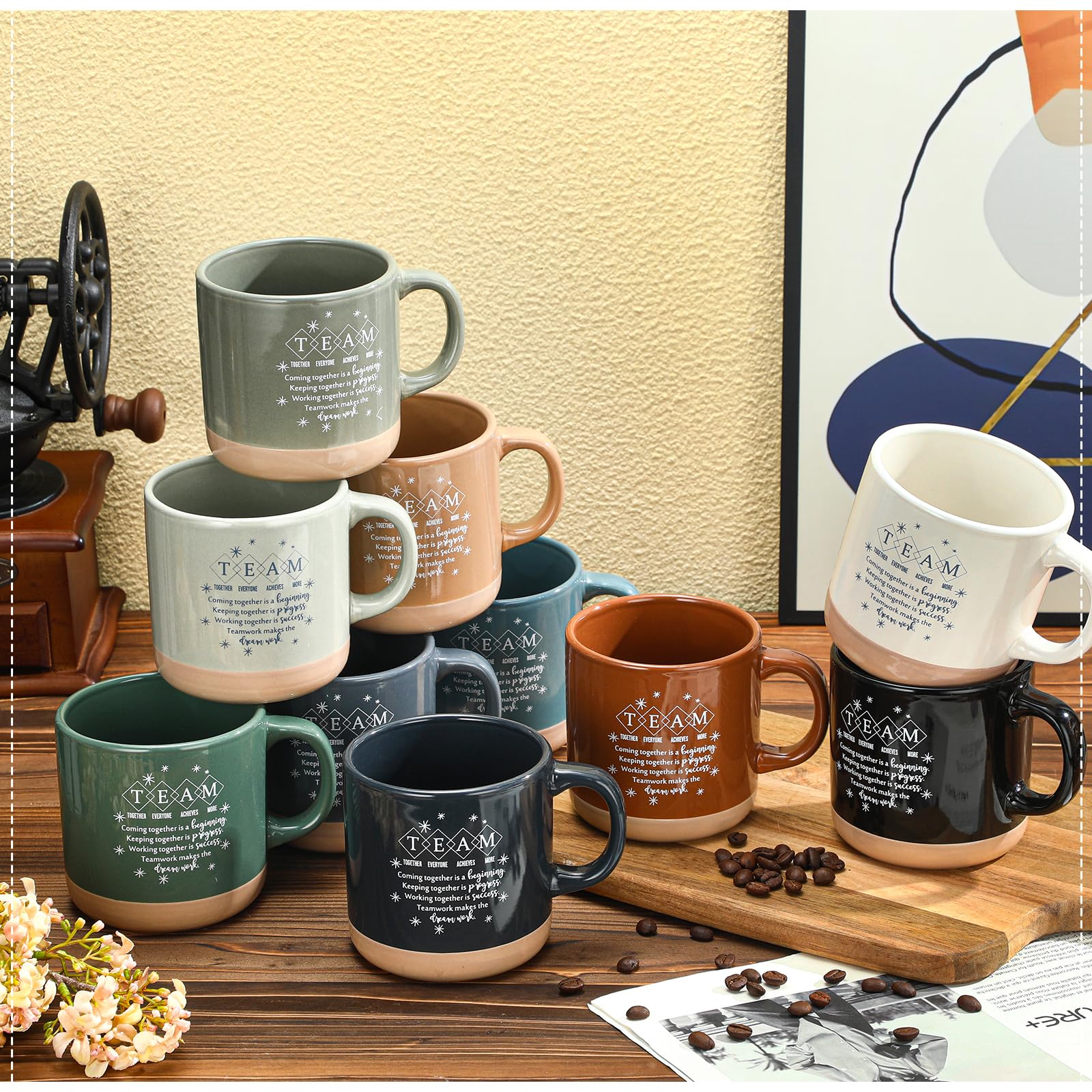 Didaey 10 tazze da caffè in ceramica ispiratrici per dipendenti, regalo di ringraziamento per donne, uomini, colleghi, insegnanti, infermiere