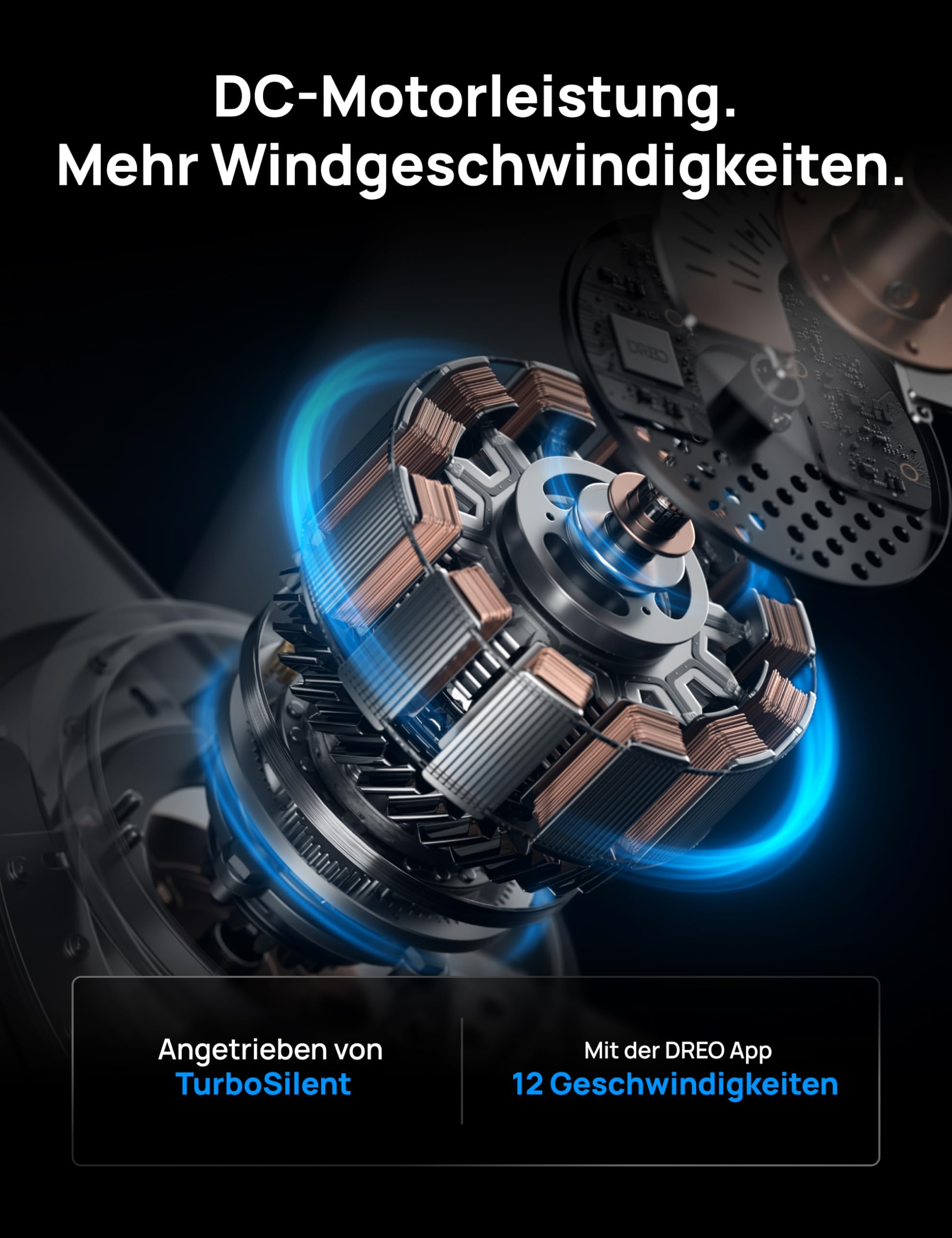 DREO Deckenventilator mit Licht bietet zwölf Geschwindigkeiten, drei Modi und einen leisen Gleichstrommotor. Einfache Montage, dimmbares LED, Fernbedienung und 12-Stunden-Timer in Schwarz