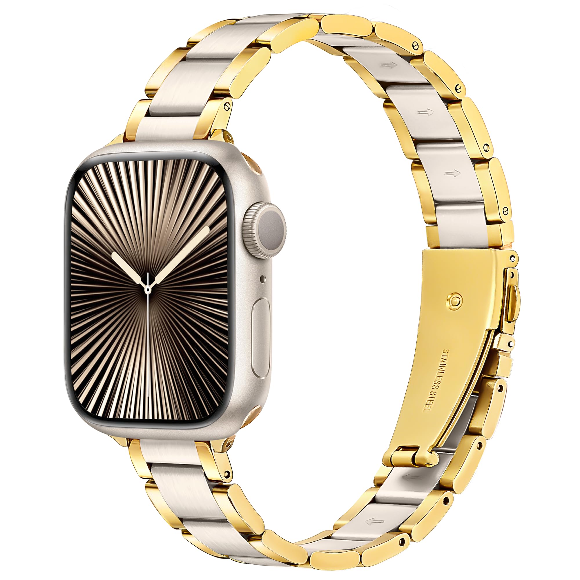 wipalor Metal Stainless Steel Band Fit iPhone Watch Band for Women 46mm 45mm 44mm 42mm 49mm, Thin Slim Cute iWatch Bands for Women for Apple Watch