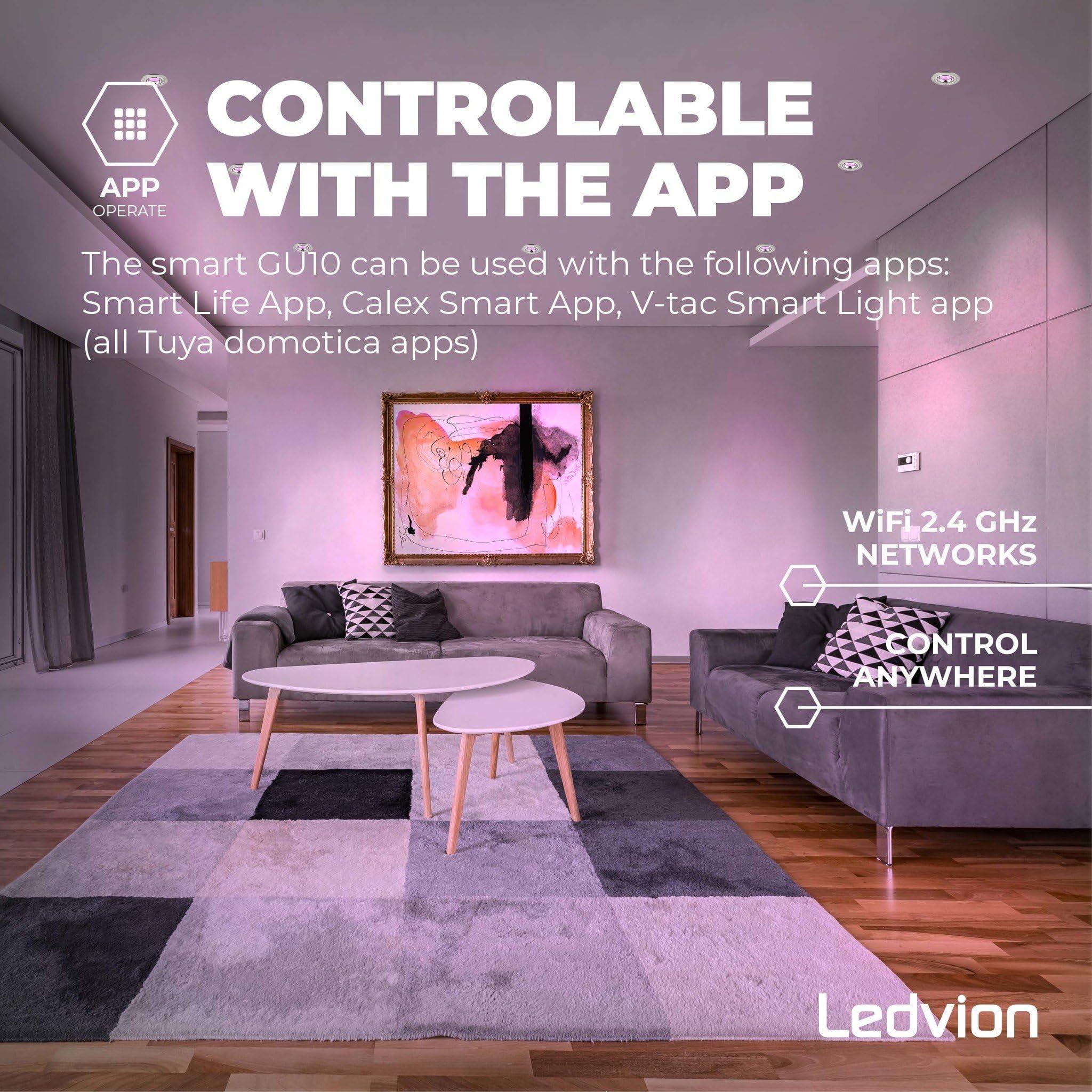 Ledvion - 6X Focos LED Inteligentes Empotrados Tokyo, Acero Inoxidable, Regulables, Redondo, RGBWW, 2 Años de Garantía