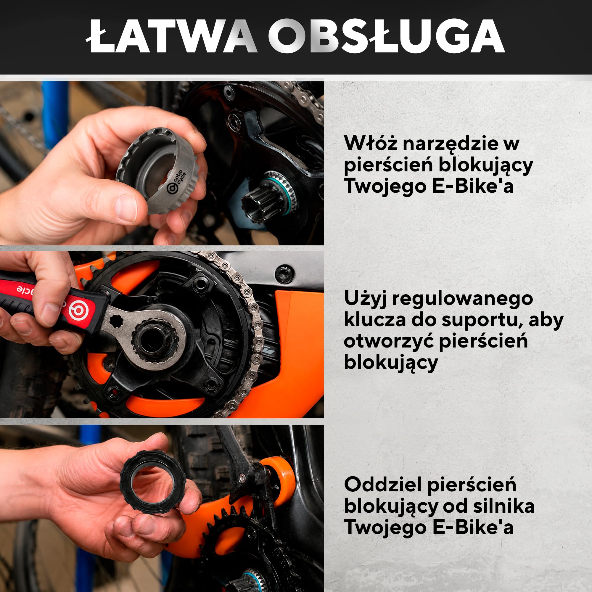 Lockring Tool do Shimano E-Bike – Kompatybilny z E8000, E6100, E7000 i E9000 | Klucz do Nakrętki Blokującej Zębatkę16 Wypustów do Napędów Rowerów Elektrycznych