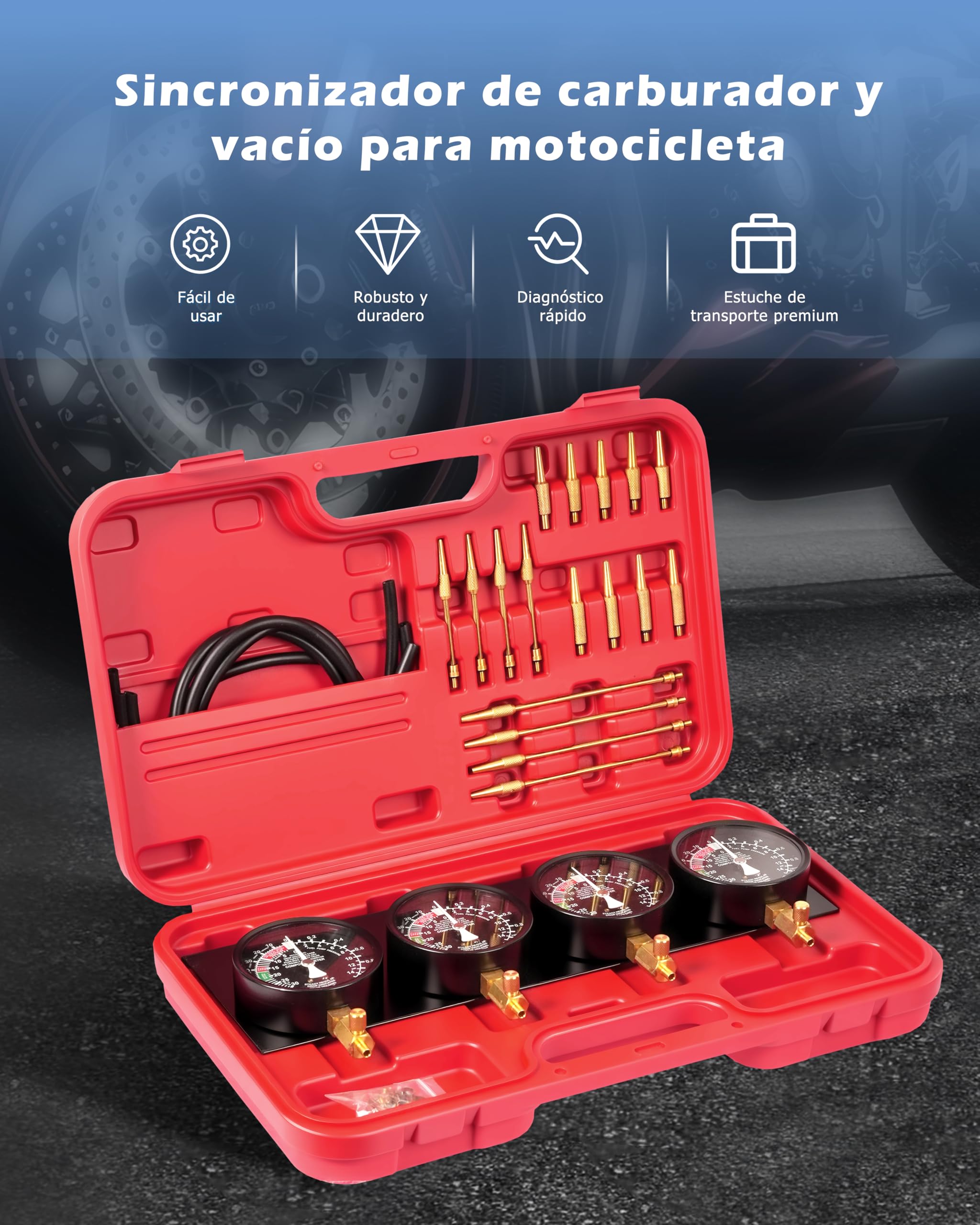 DAYUAN Sincronizador de carburador de vacío para motocicleta, compatible con Honda Yamaha