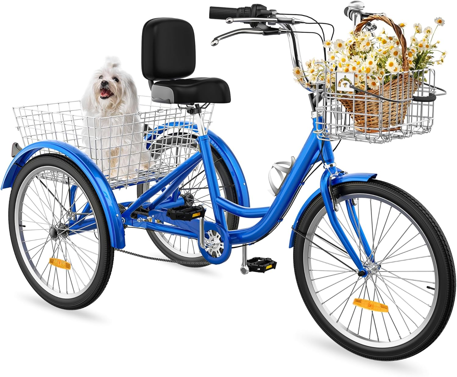 YITAHOME 24 & 26 Inch Adult Tricycle, 1 & 7 Speed 3 Wheel Bikes, Trike Bike for Adults with Removable Baskets, Cruiser Bike for Seniors Women Men Shopping Commute Picnic Outdoor Sports