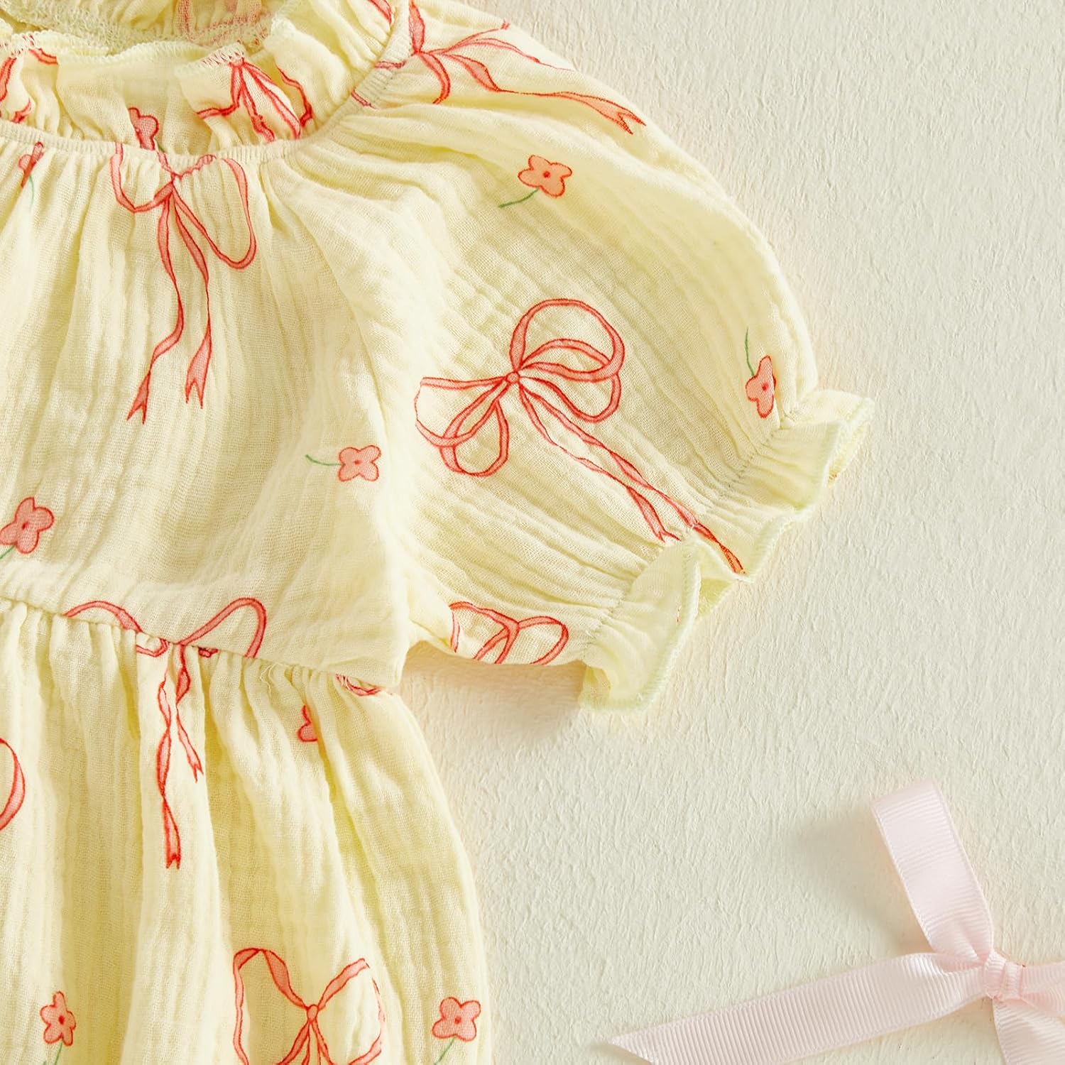 Twopumpkin Newborn Infant Baby Girl Summer Clothes Bow Floral Bubble Romper Frilly Onesie Cute Toddler Outfits For Girls - Image 6