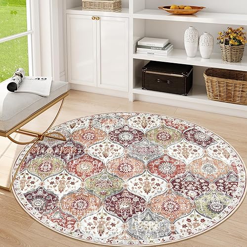 Miniatura 97 de Lahome - Alfombra marroquí antideslizante y lavable, pequeña alfombra oriental para dormitorio, cocina, entrada, baño, entrada, 61 x 91 cm, crema
