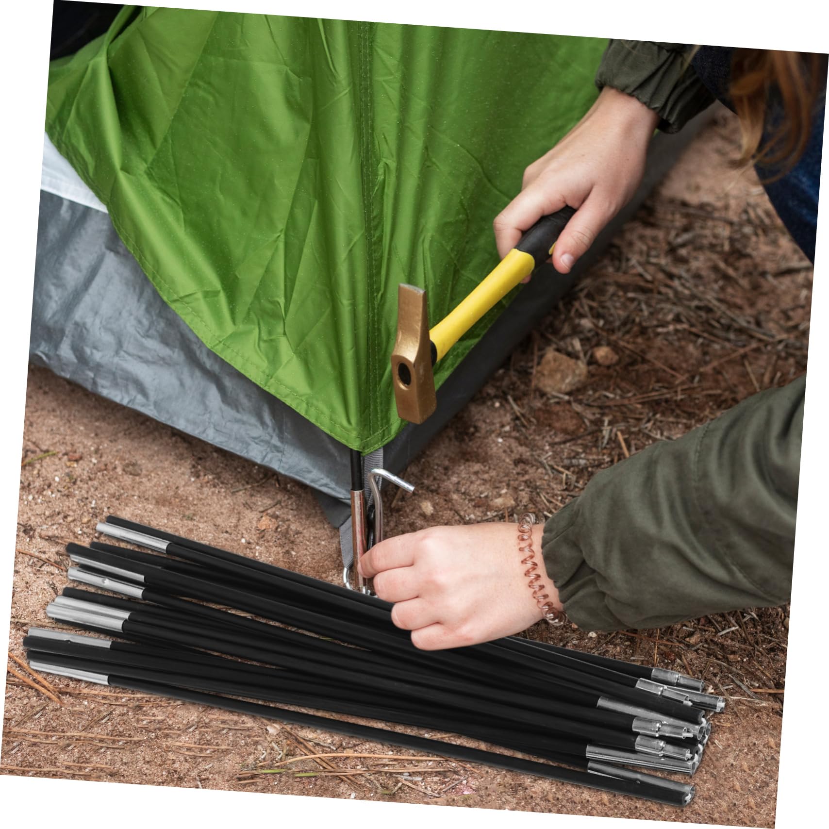 Alasum 2 STK. Zeltstangen Faltbar aus Verstärktem Fiberglas für Camping Wandern Stabiler Zeltgestänge Ersatz Robust und Leicht für Outdoor Zeltunterstützung