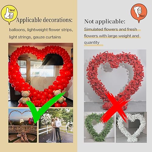 Miniatura 6 de Arcos de boda en forma de corazón para ceremonia, soporte de fondo de arco dorado de 6.7 pies, marco de arco de globo en forma de corazón de metal