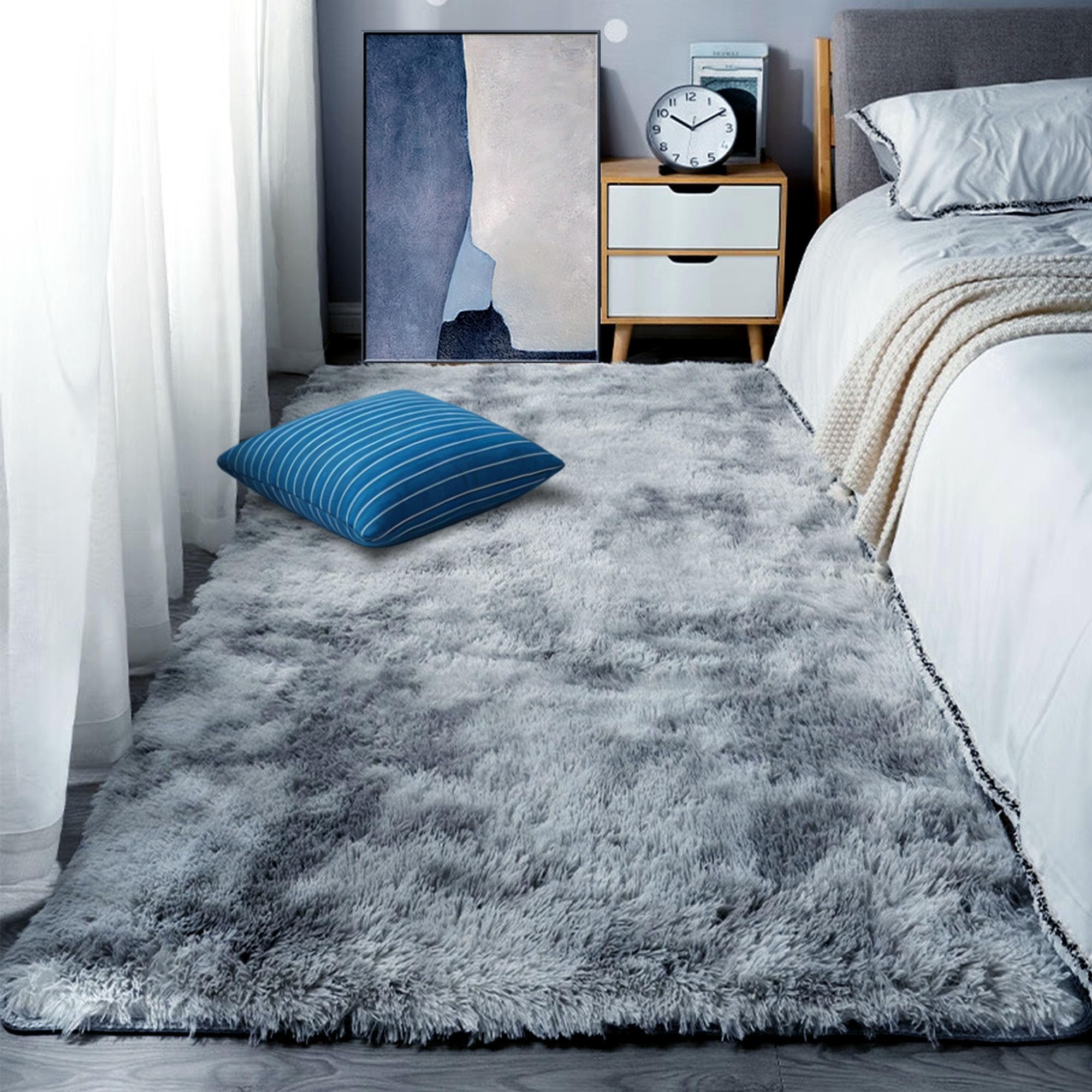 Moquette de chambre 170x320 cm haute densité et décoration grise