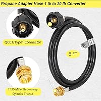 Vista 6 de Adaptador de manguera de propano de 6 pies, 1 libra a 20 libras, convierte electrodomésticos de 1 libra en tanques de 5 a 40 libras, se adapta a