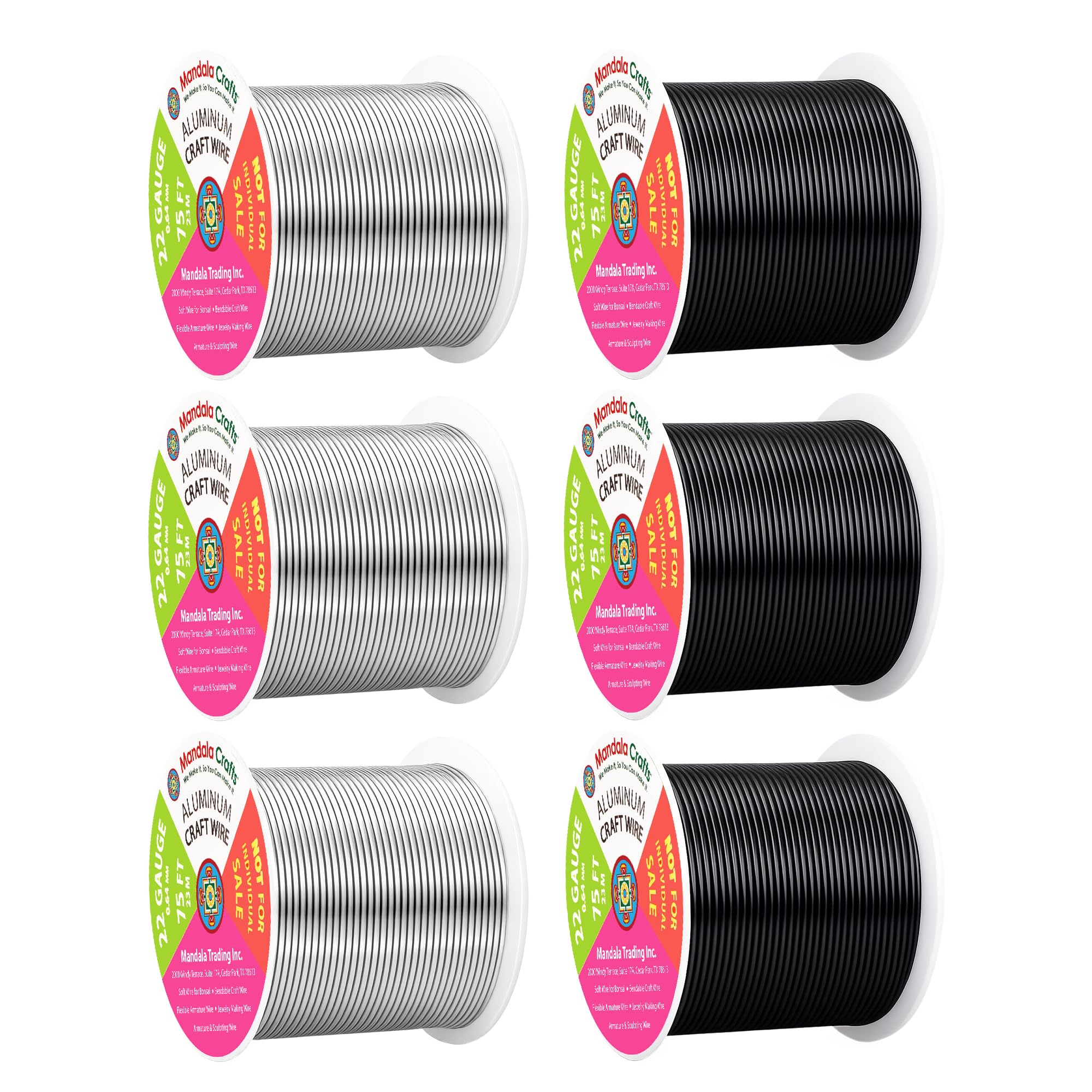 Mandala Crafts 22 Gauge Silver Tone Black Anodized Aluminum Craft Wire