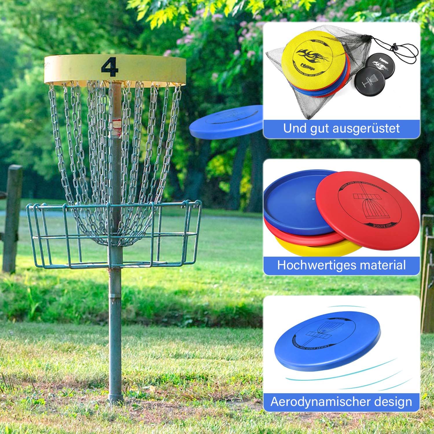 Ensemble de 6 disques de disc golf, set de disc golf professionnel, putter, mid-range, driver, disque de disc golf de taille régulière pour adultes et enfants Naissgo Ensemble de 6 disques de