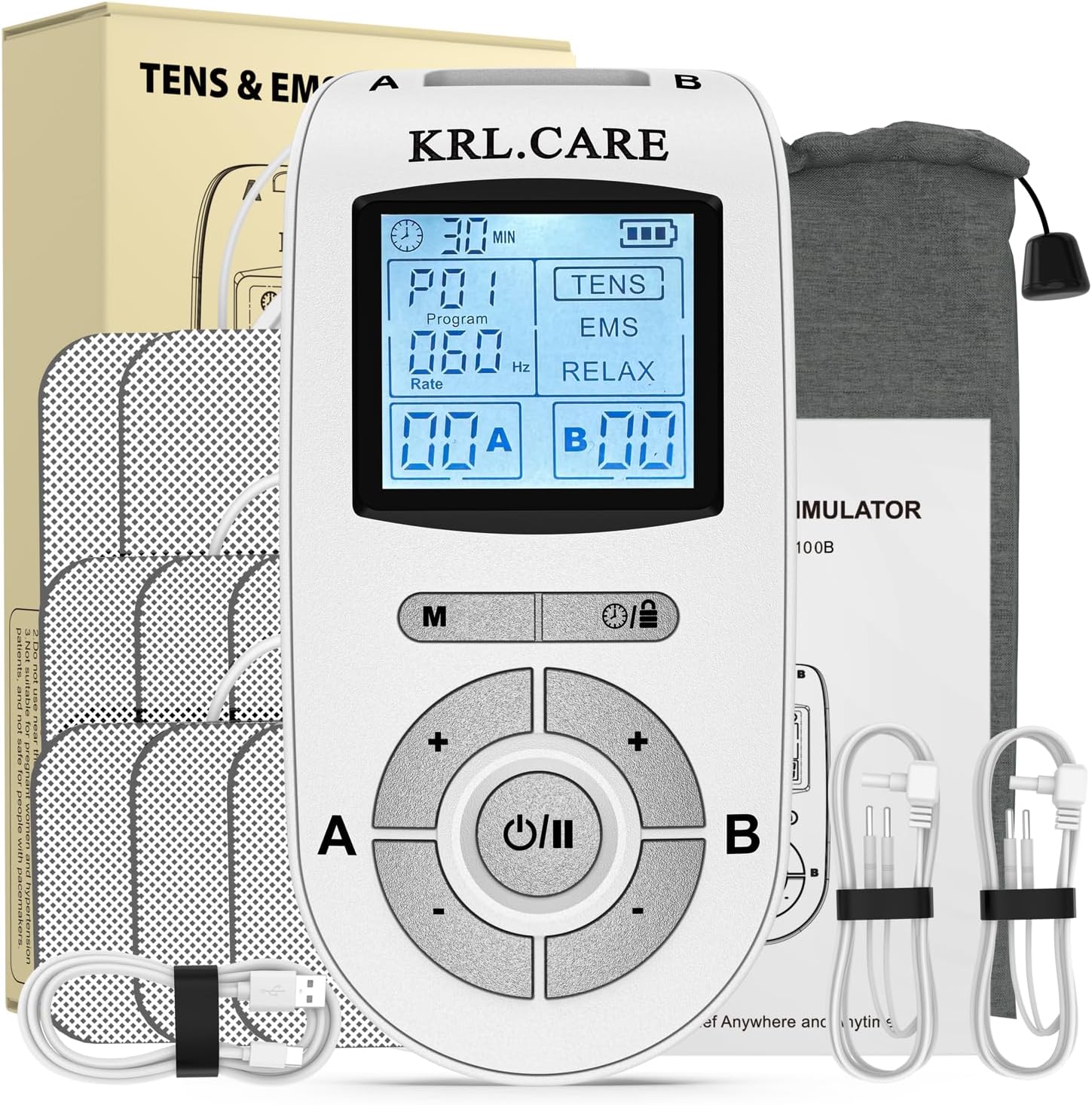 Dual Channel TENS EMS Unit 40 Intensities for Gradual Pain Relief Therapy, 24 Modes Muscle Stimulator, Electronic Pulse Massager with 8 Pads, Dust-Proof Drawstring Storage Bag Dual Channel TENS EMS Unit 40 Intensities for Gradual Pain Relief Therapy, 24 Modes Muscle Stimulator, Electronic Pulse Massager with 8 Pads, Dust-Proof Drawstring Storage Bag