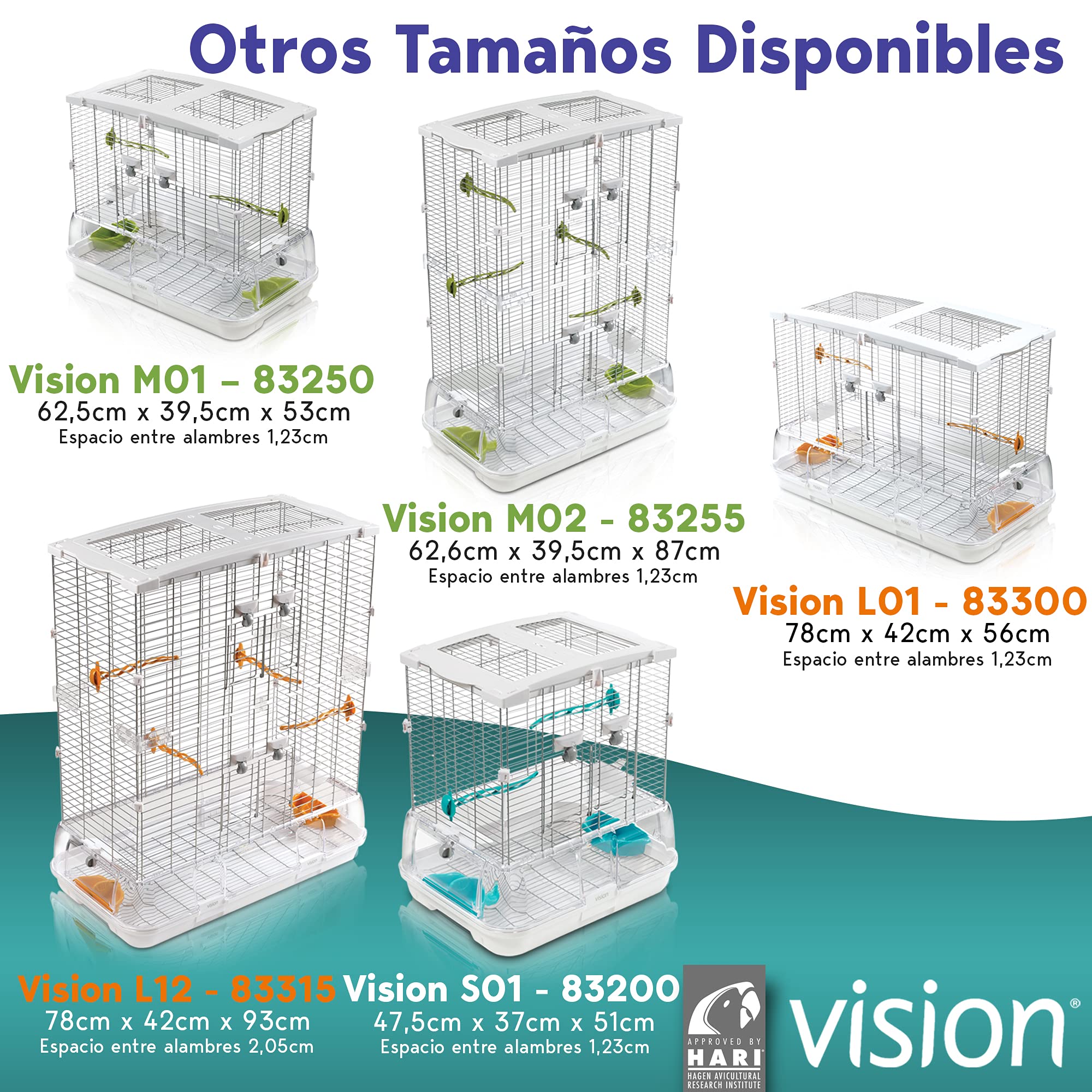 Vision Jaula para Pájaros Modelo S01, 45,5 x 35,5 x 51 cm