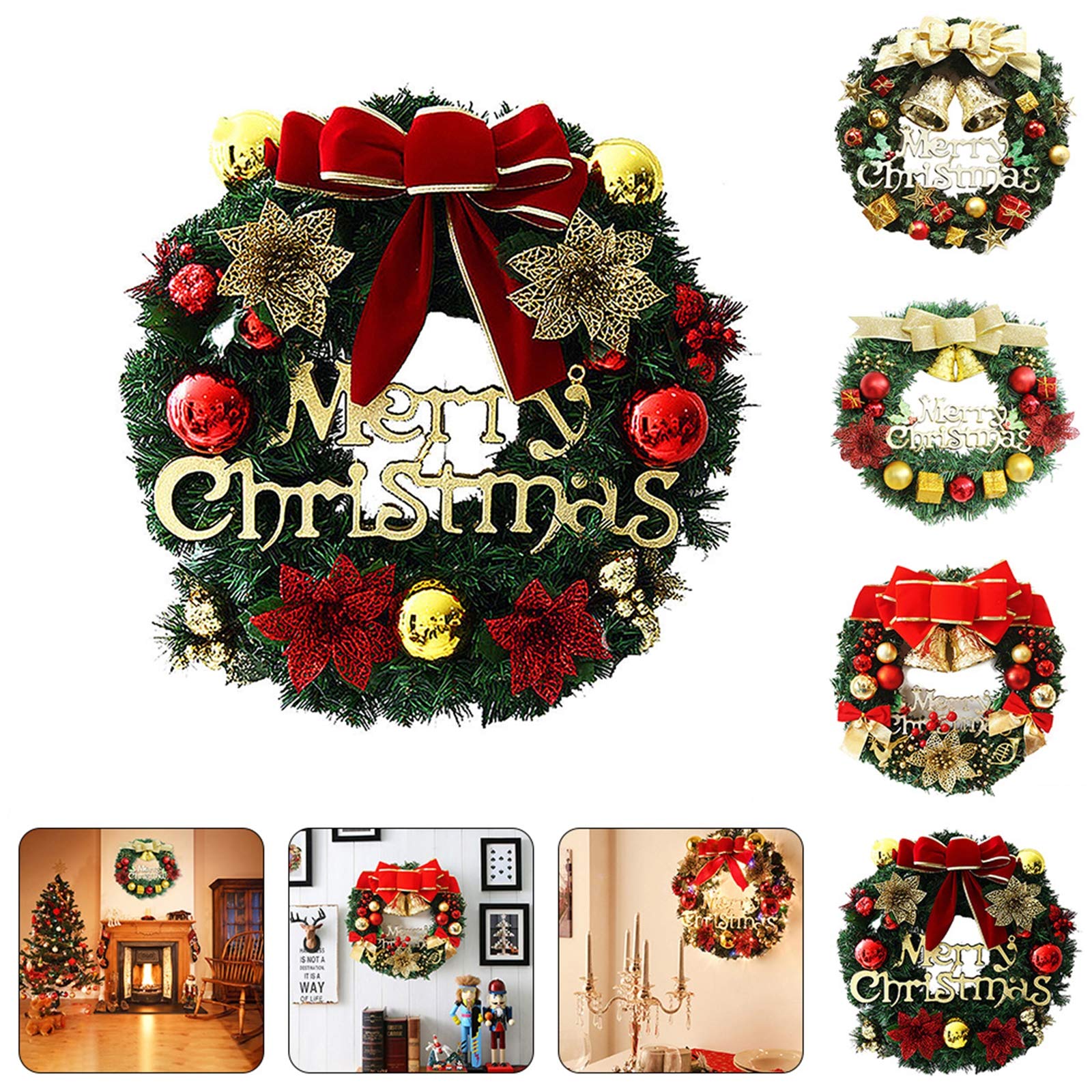 MIAOXIAO Weihnachten Kränze Dekoration Kreativ Türkranz Weihnacht Girlande Künstliche Weihnachtskranz Deko Christmas Wreath Weihnachtsgirlande Kränze Natürliche Girlande,A