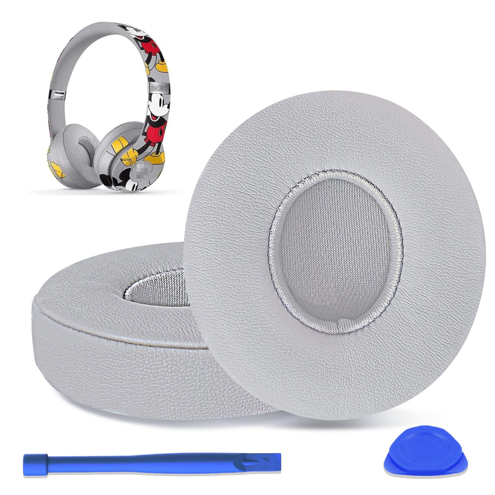 Replacement Ear Pads for Beats Solo 2 & Solo 3 Wired & Wireless Headphones, Ear Cushions, Ear Cups Cover Repair Parts (Silver)