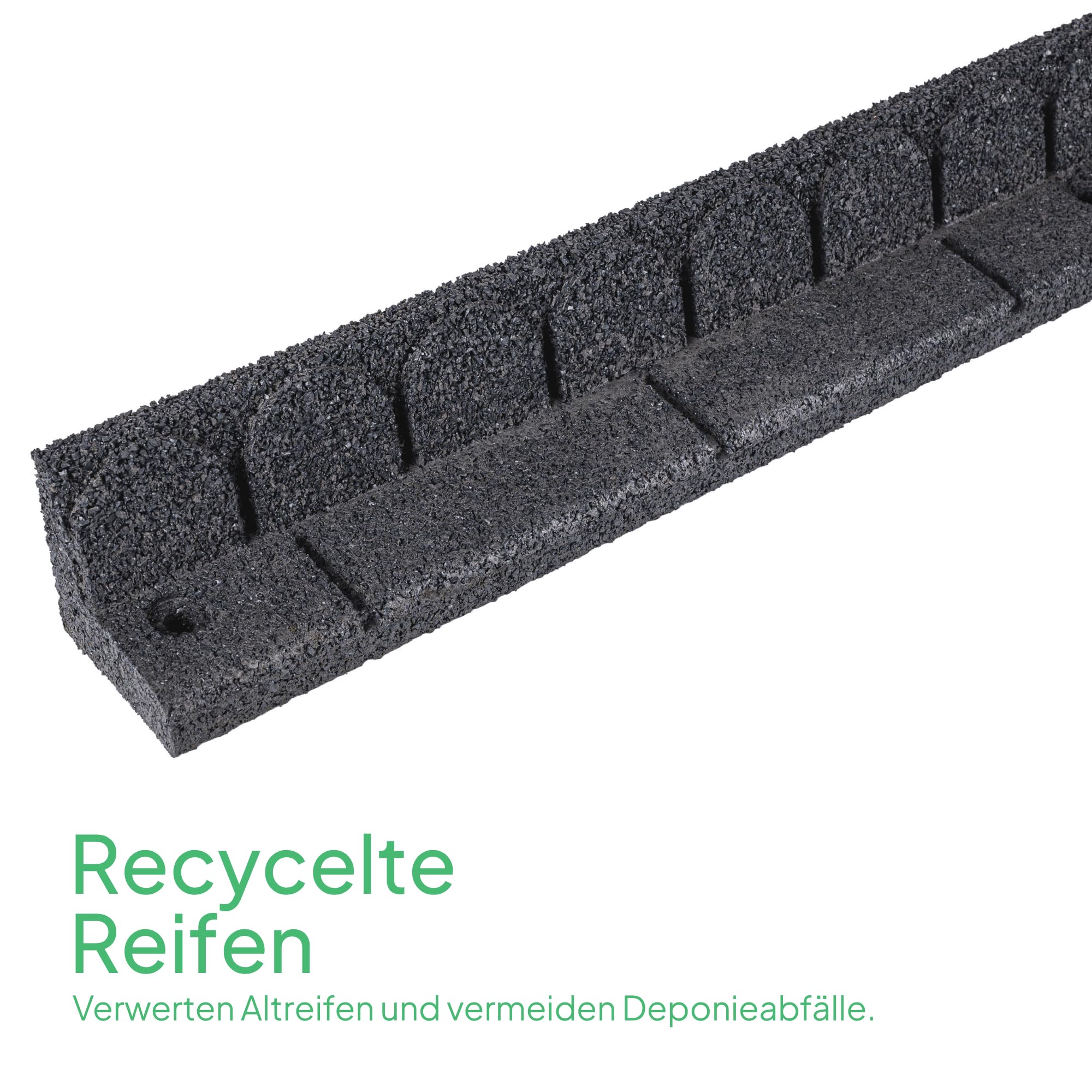 Flexible Rasenkante aus Recyceltem Gummi 9,2 Meter - Rasenmäherfreundliche Mähkante - Leicht zu verarbeitende Rasenkantensteine - Stabile Beetumrandung & Beeteinfassung 8 x 1,15m, Anthrazit