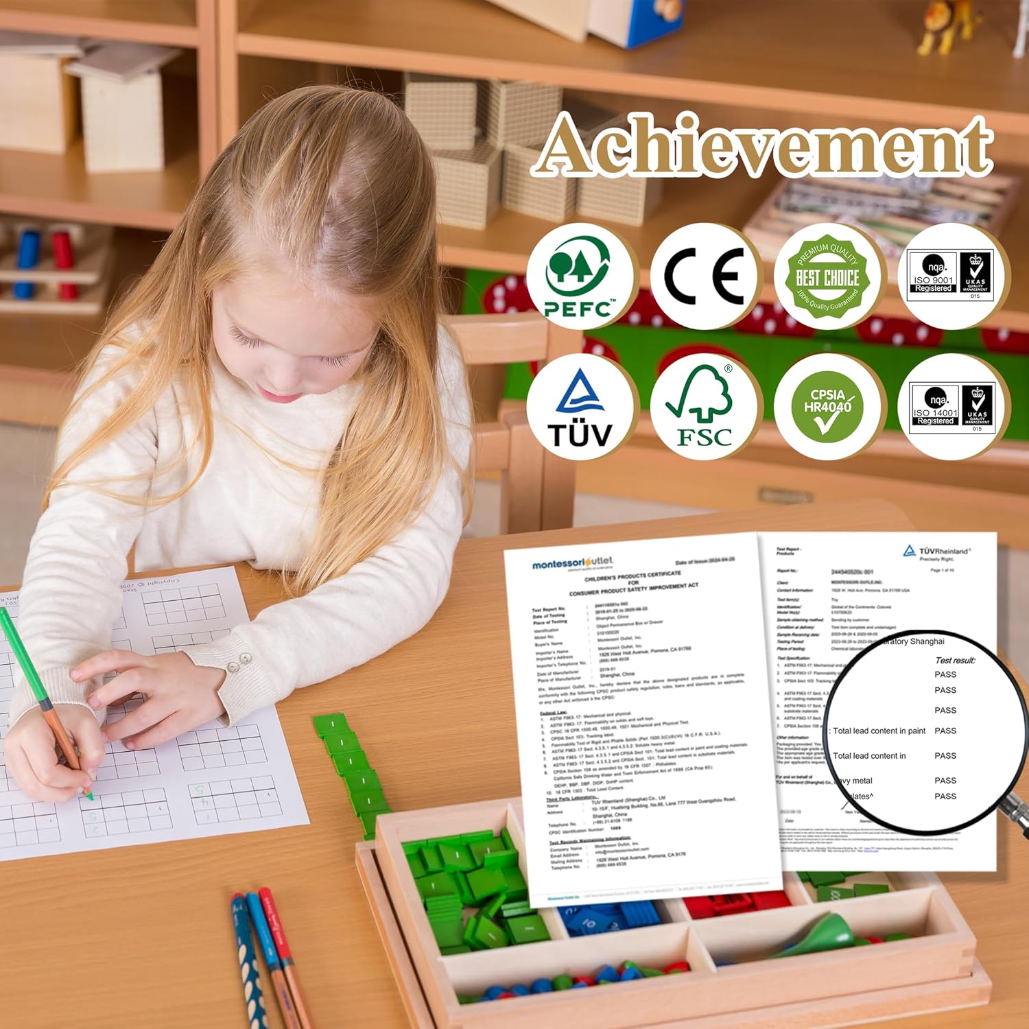 MONTESSORI OUTLET Stamp Game for 3-12 Years Montessori Education at School and Home