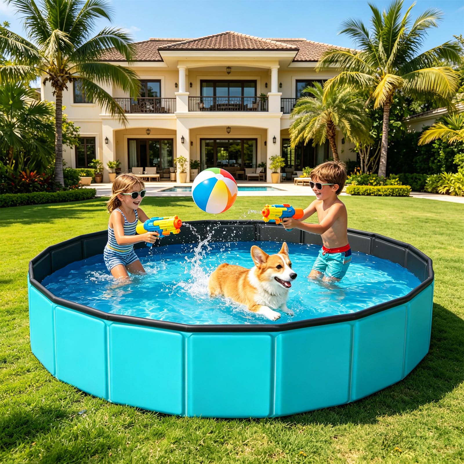 HAIKE Piscine pliable pour chien, baignoire pliable pour animaux de compagnie, pataugeoire portable pour chiens de petite, moyenne et grande taille, chats et enfants, piscine intérieure ou extérieure