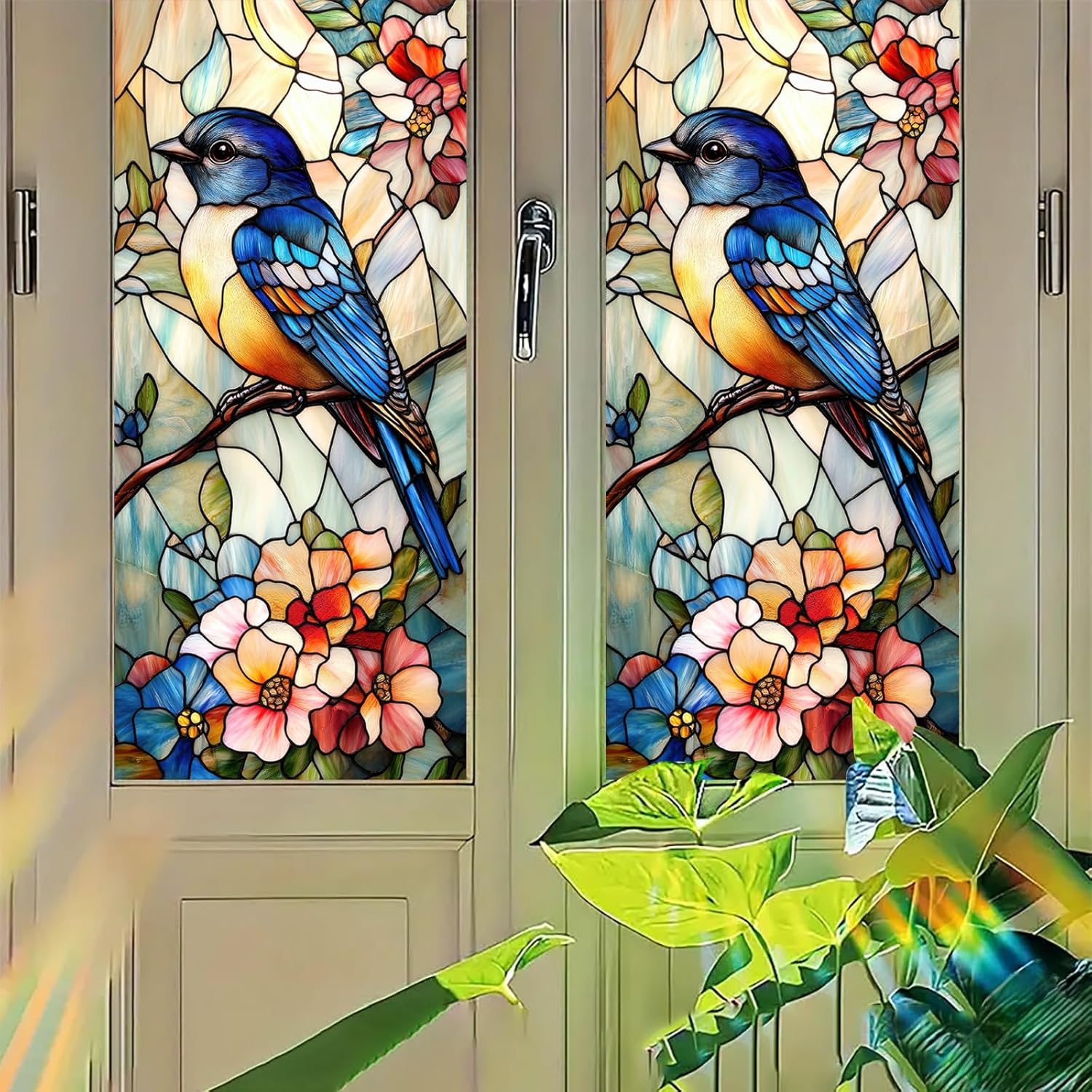 Amazon.com: Starlit Patio Bluebird Stained Glass Window Film 17.7x39.3 ...