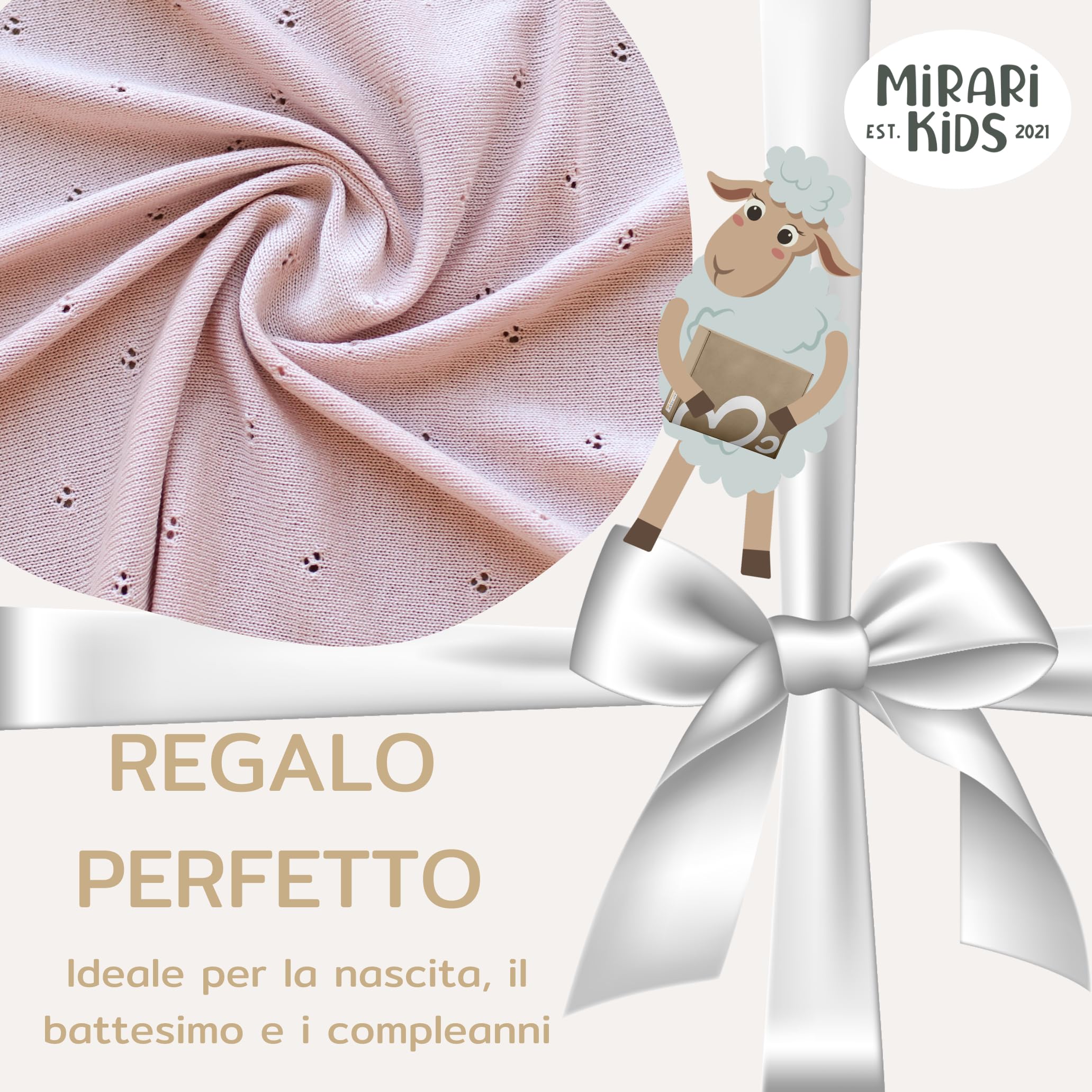 Coperta Lana Merino 100% - 75x100 cm - Copertina Neonato Invernale