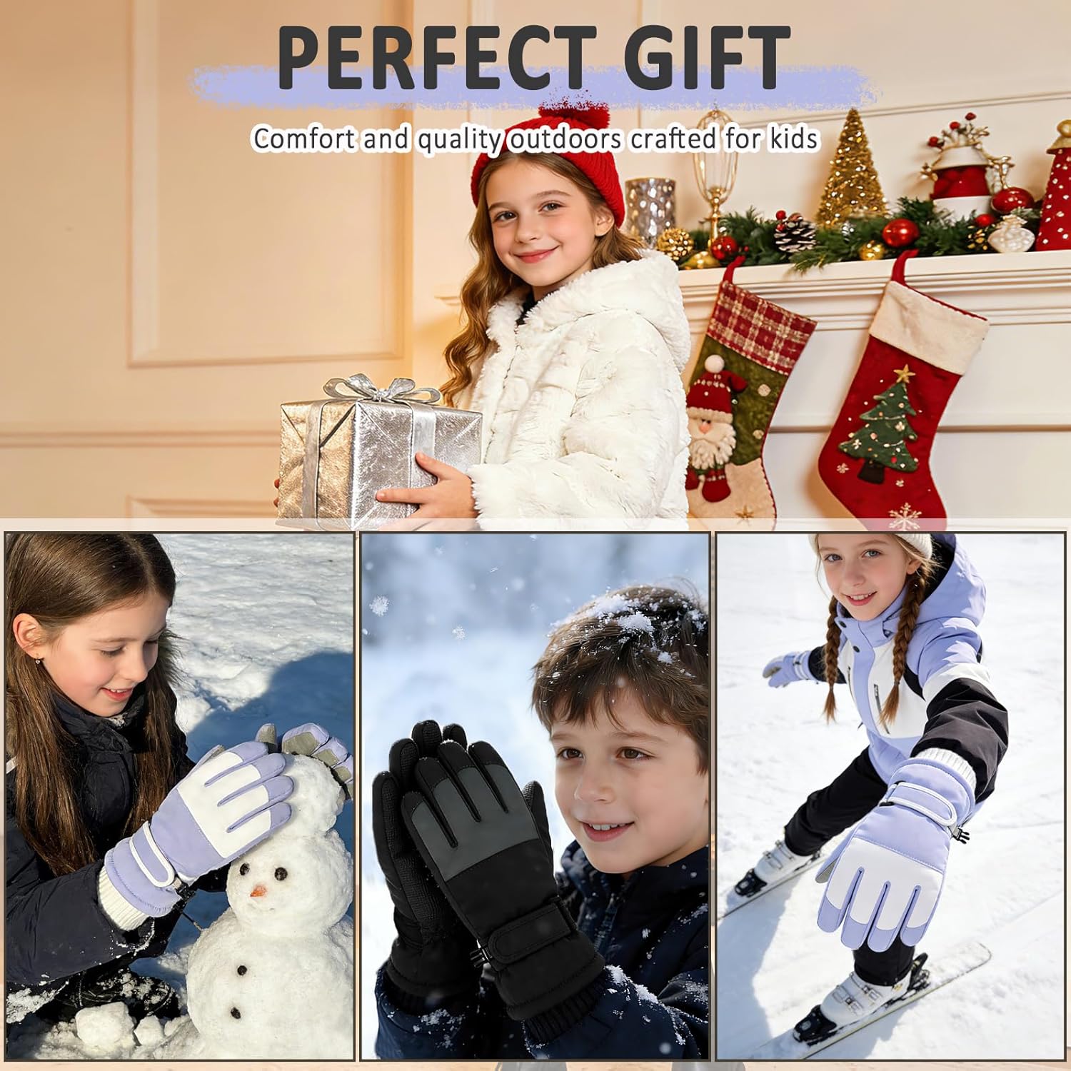 Beurlike Winter Gloves for Kids Waterproof Warm Fleece Ski Snow Mitten Gloves Gift for Boys Girls Cold Weather Sports - Image 6