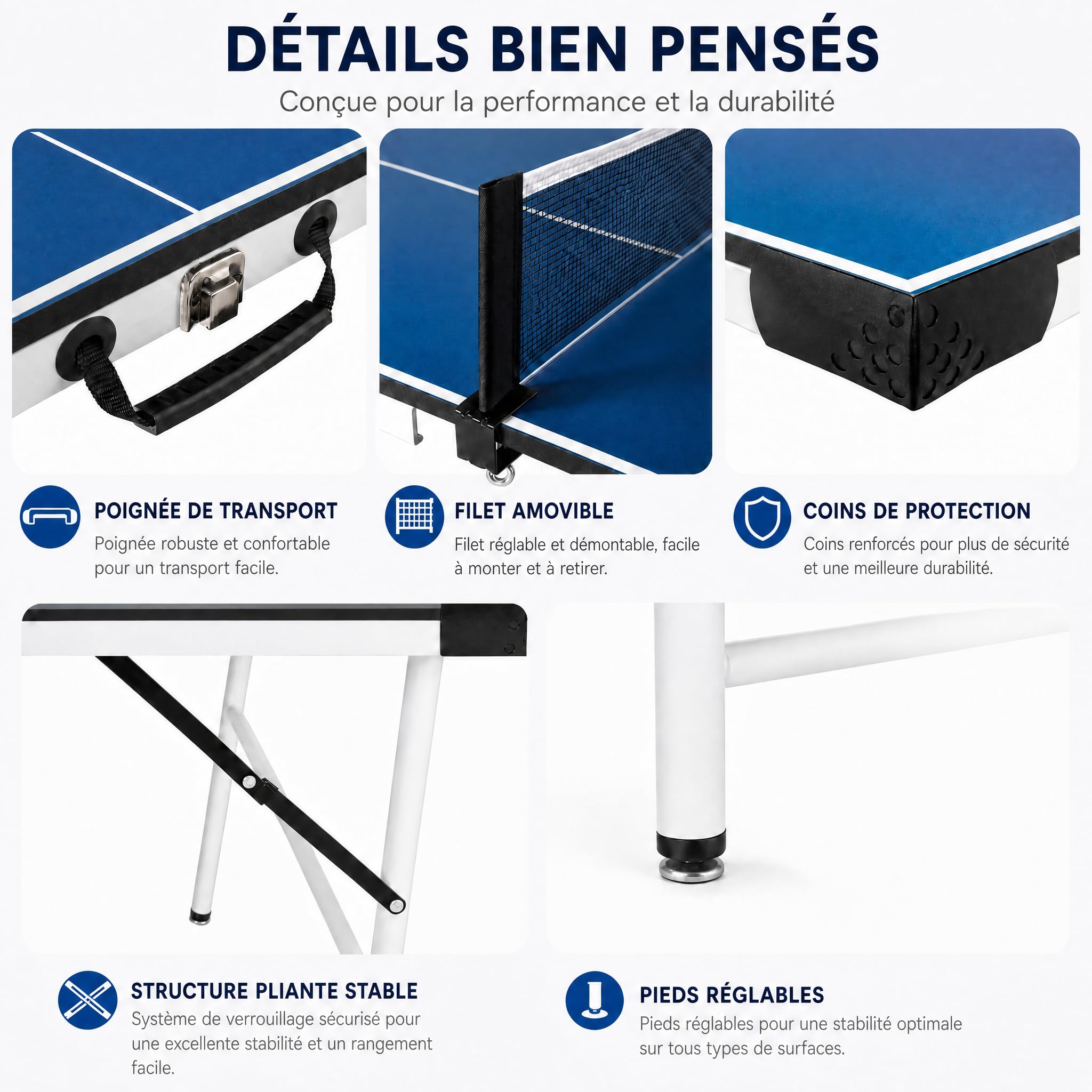 HLC Table de Ping Pong Exterieur Pliable 169×81×69cm pour Adultes et Enfants