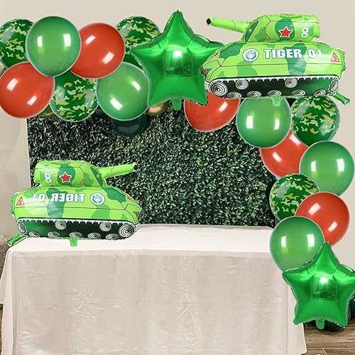 Miniatura 5 de Decoraciones de fiesta de camuflaje del ejército, juego de fiesta de cumpleaños de camuflaje con globos de camuflaje para soldado del ejército,
