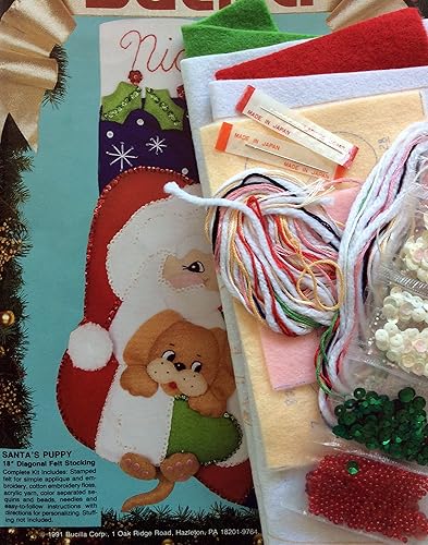 Miniatura 2 de Bucilla - Cachorro de Papá Noel - Kit de medias de 18" con apliques de fieltro 82901