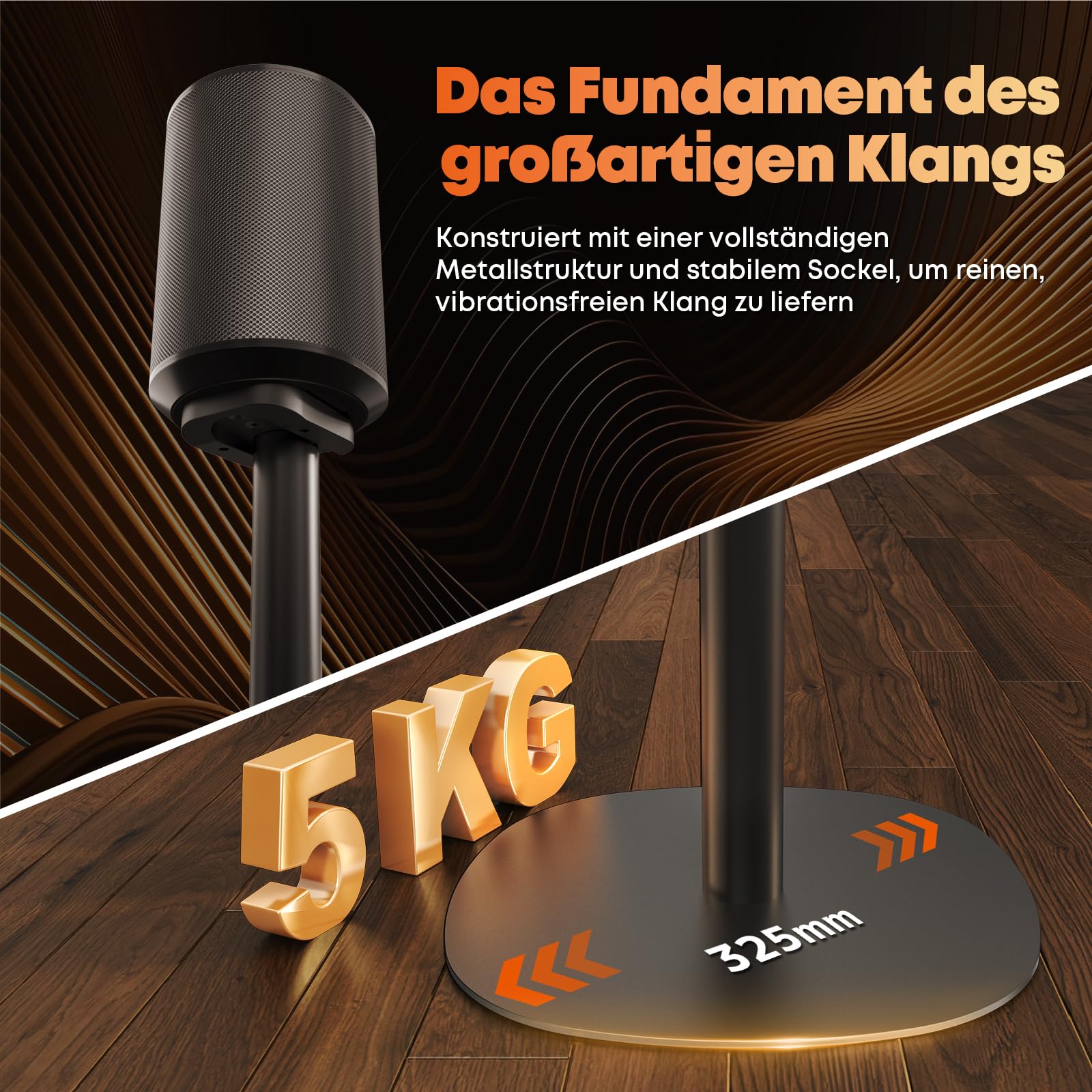 Höhenverstellbare Lautsprecherständer Kompatibel mit SONOS Era 100 SL, Era 100 und Era 300 - Bodenständer 74-99 cm, Max. Belastung 5 kg pro Ständer, 1 Paar, Schwarz