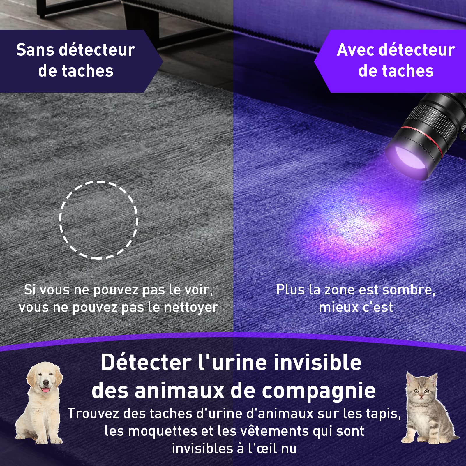 Lampe UV Torche Eletorot 395nm - Lumière Noire Ultraviolet Pour Résine - Pile Alcaline