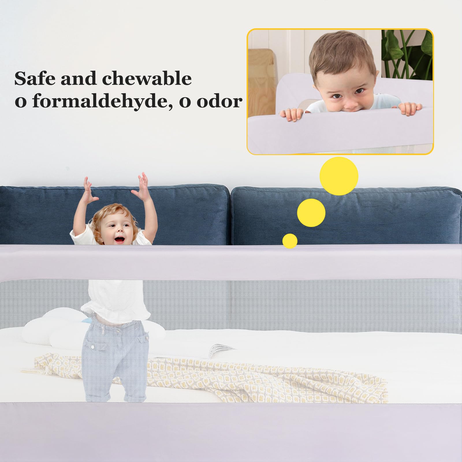 Barriera per letto per bambini, portatile Bed Rail, protezione contro le cadute, barriera di sicurezza per bambini letto, facile da installare C, 180 x 70 x 26 cm, grigio