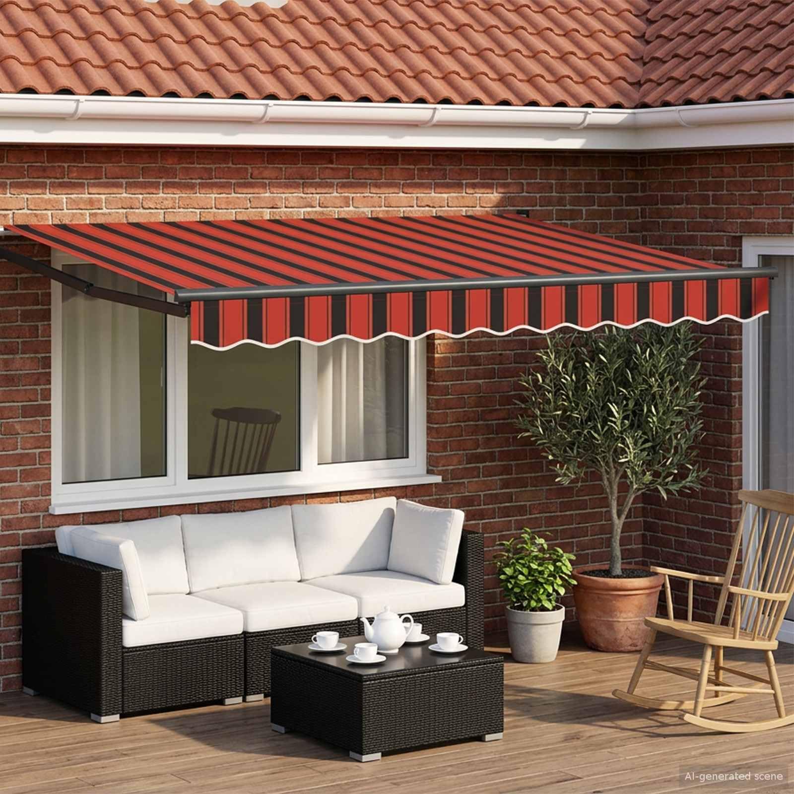 Tenda da sole manuale con braccio articolato con LED solari, 2,5 x 2 m