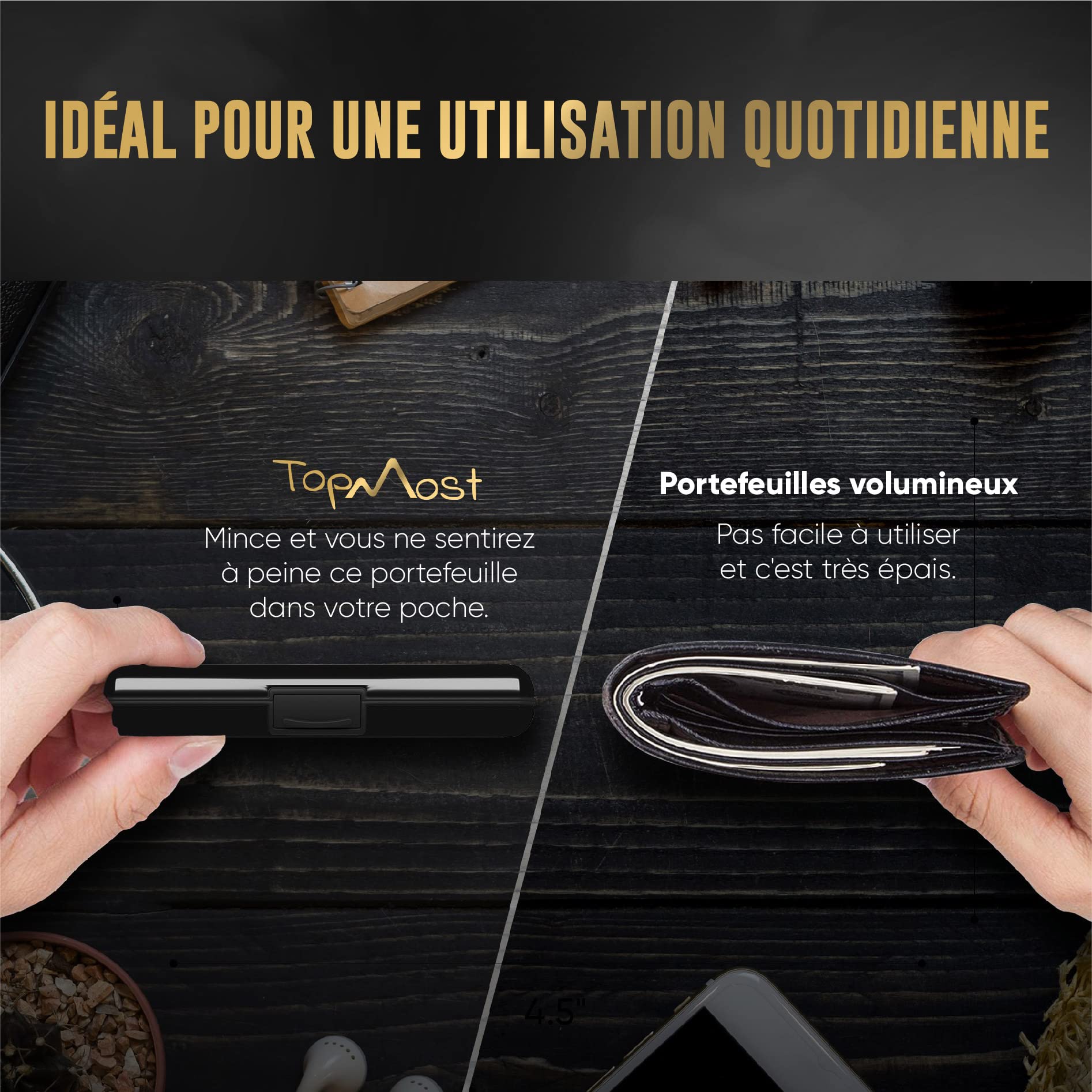 TopMost Étui en Aluminium pour Cartes de crédit avec Protection RFID, pour Hommes et Femmes. Portefeuille Slim pour 12 Cartes et Billets, Anti-vol de données, Support Compact.